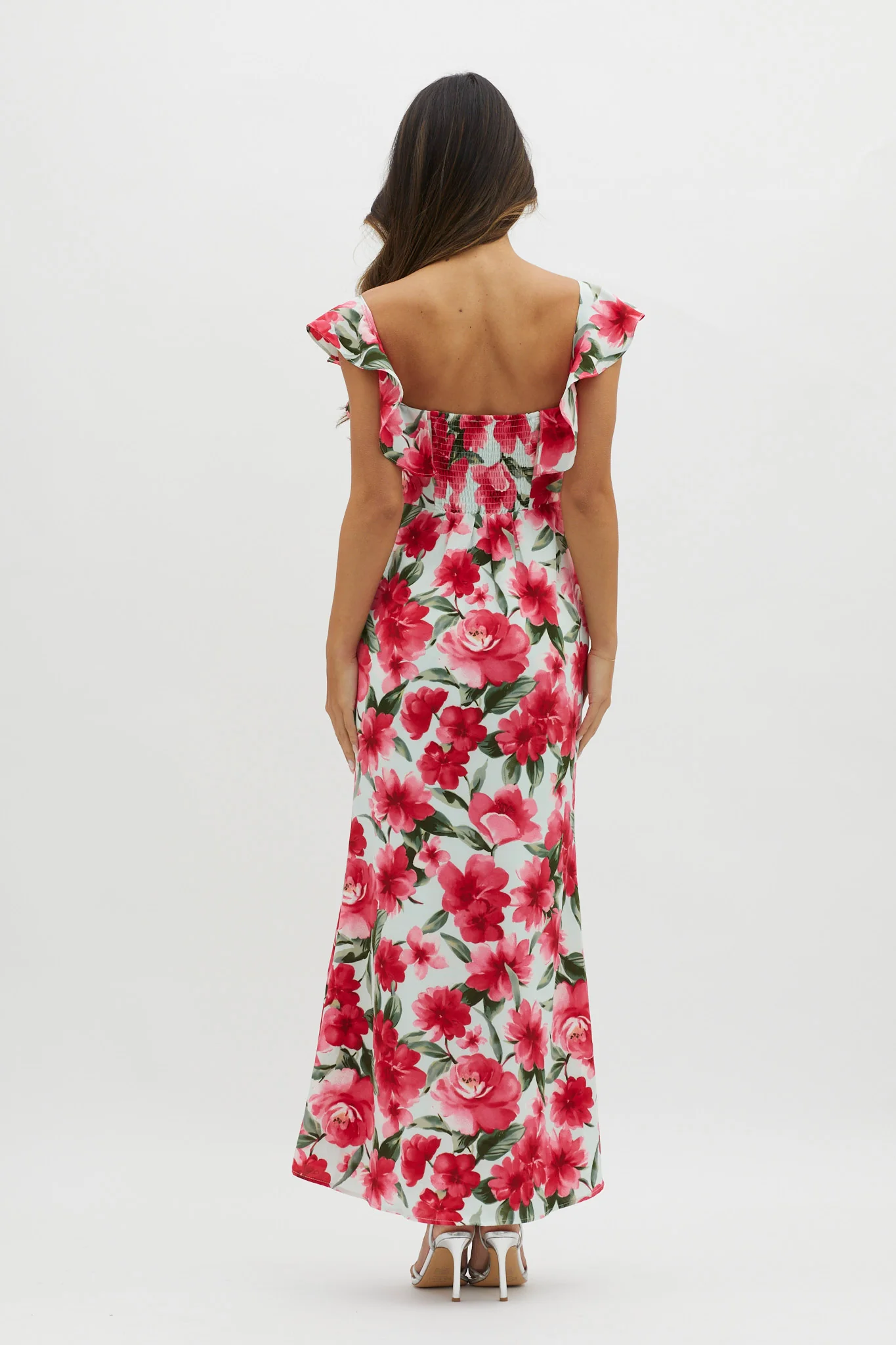 New Era Off Shoulder Maxi Dress Floral Red - Seraphlike