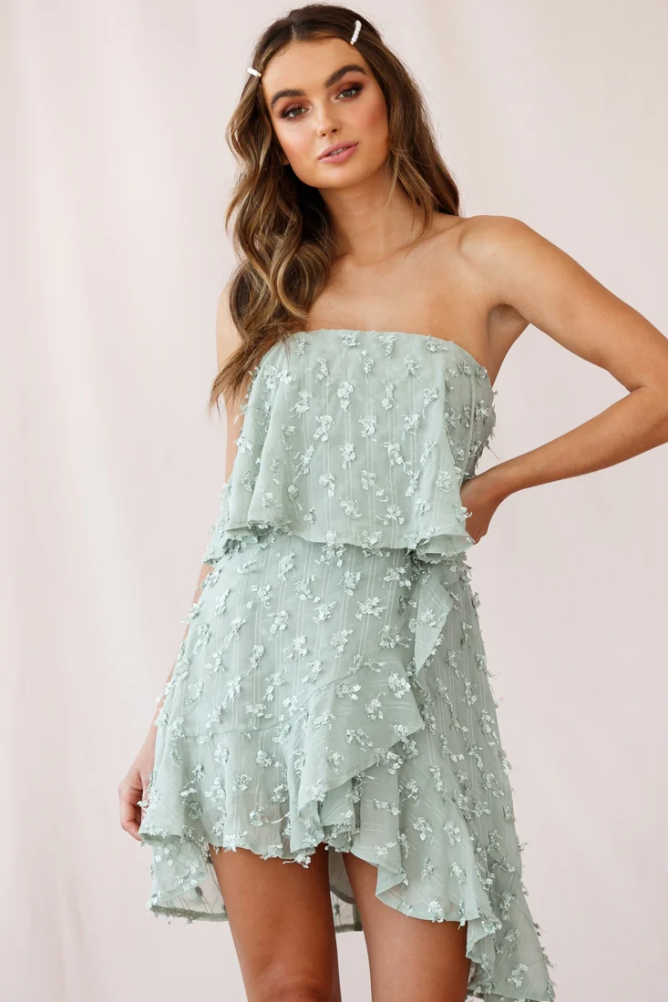 Bel Air Embellished Bandeau Dress Sage - Seraphlike