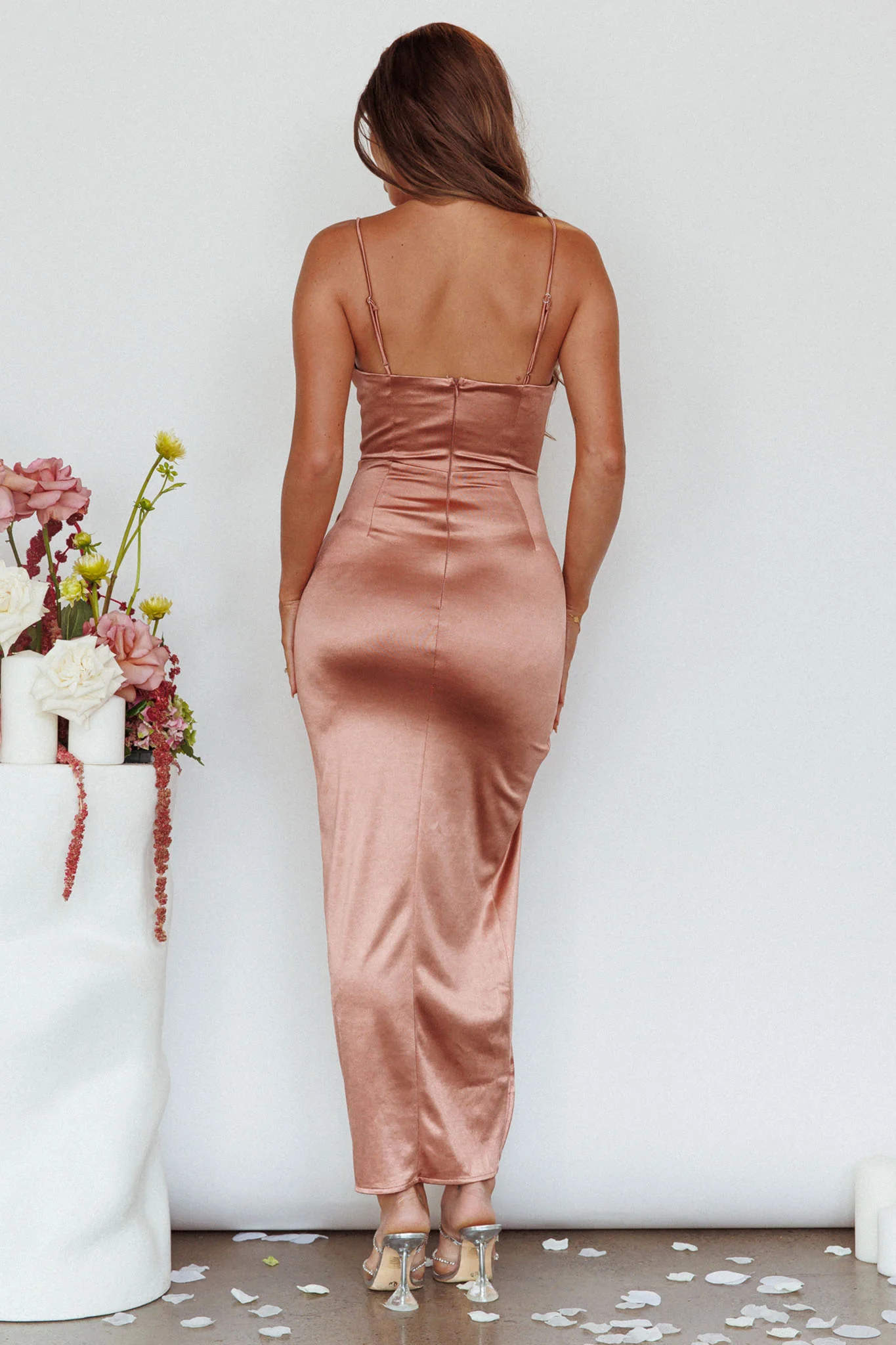 Fayth Split Open Wrap Maxi Dress Bronze - Seraphlike