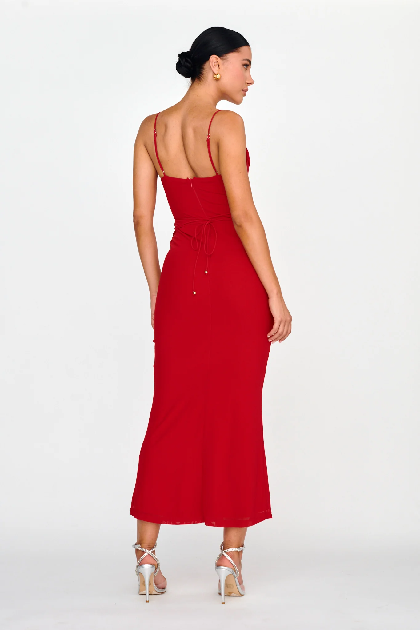 Teava Laced Waist Maxi Dress Red - Seraphlike