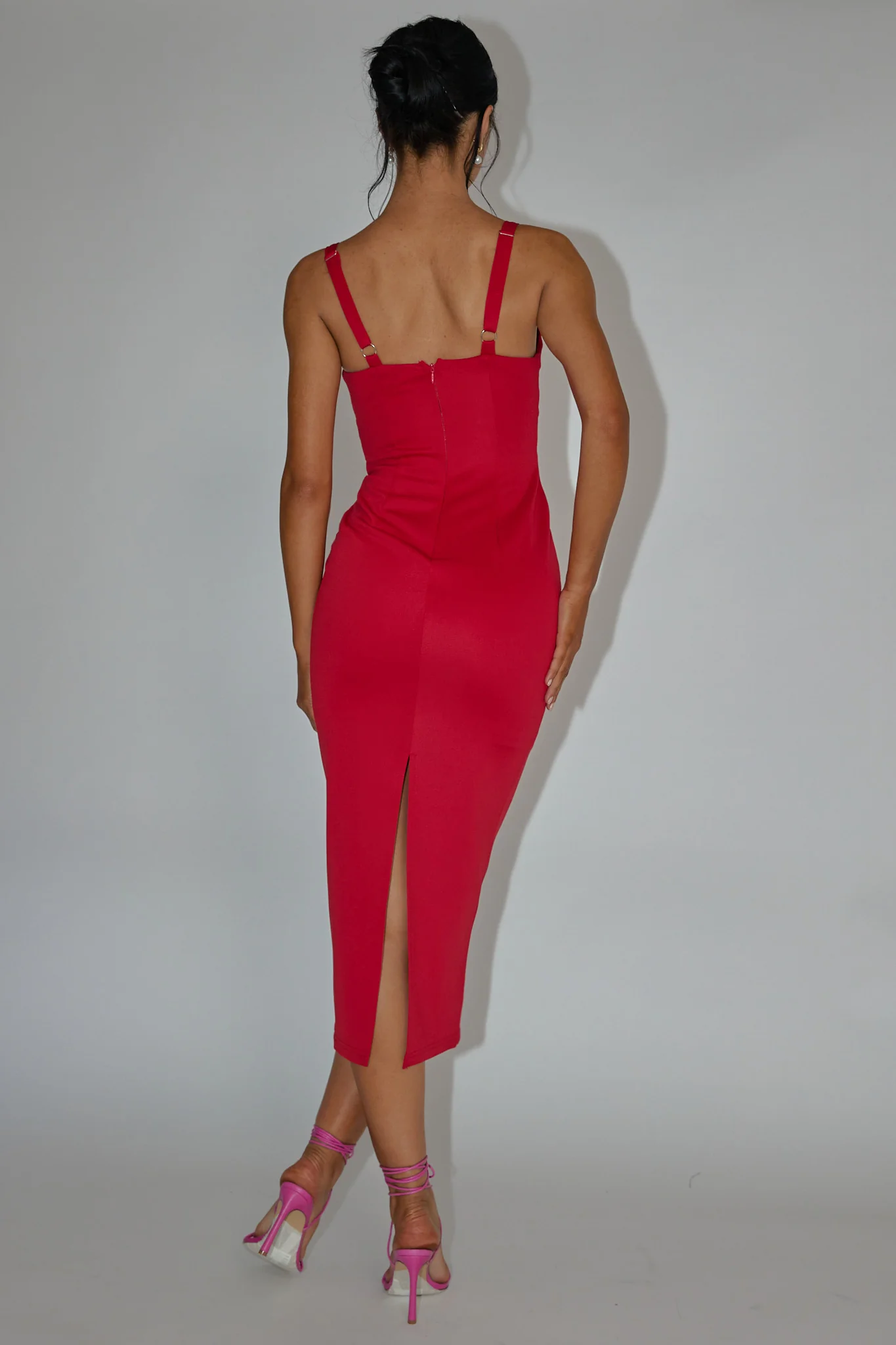 La Bellevilloise Sequin Bust Midi Dress Red - Seraphlike