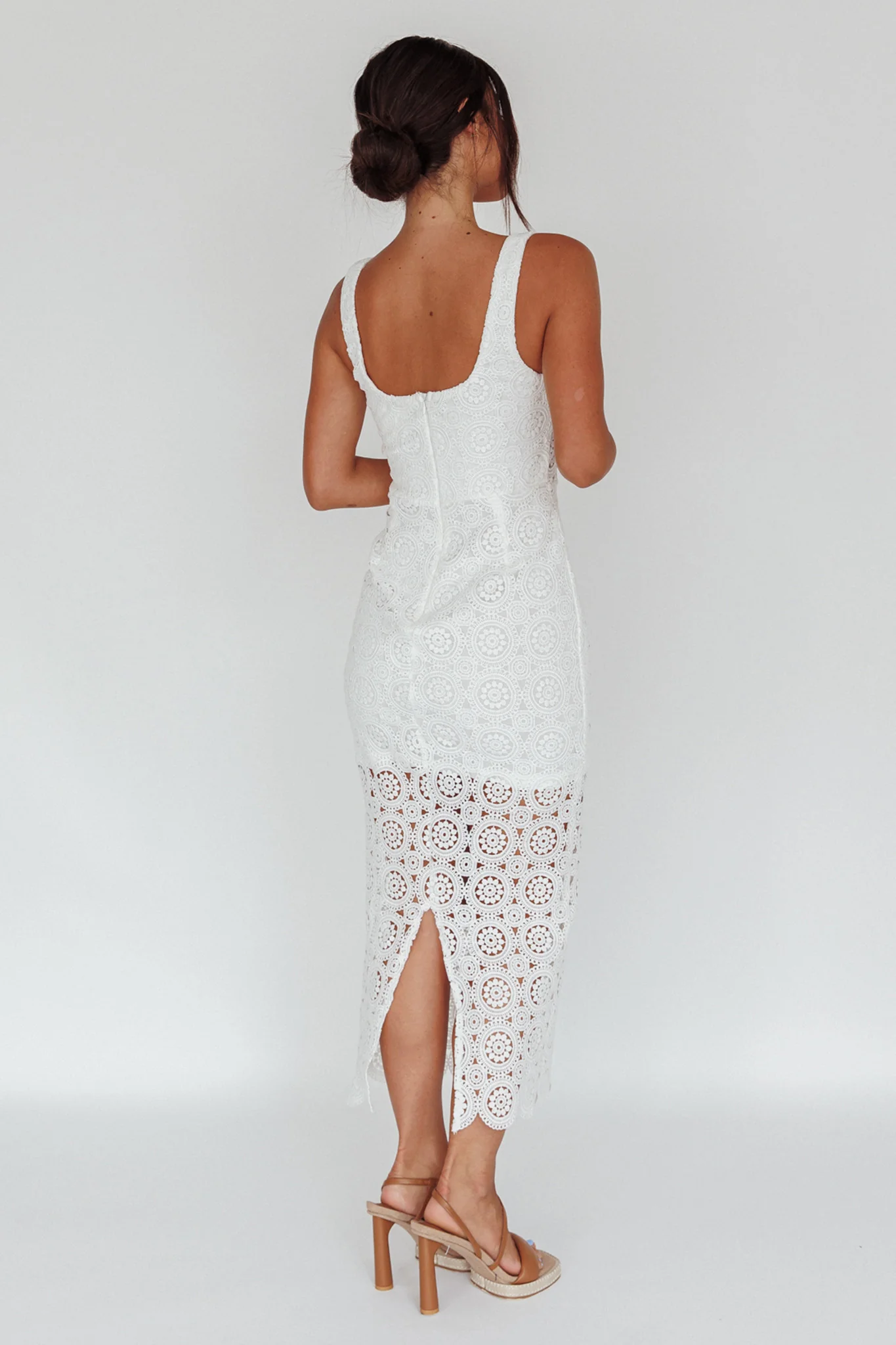 Milano Crochet Lace Midi Dress White - Seraphlike