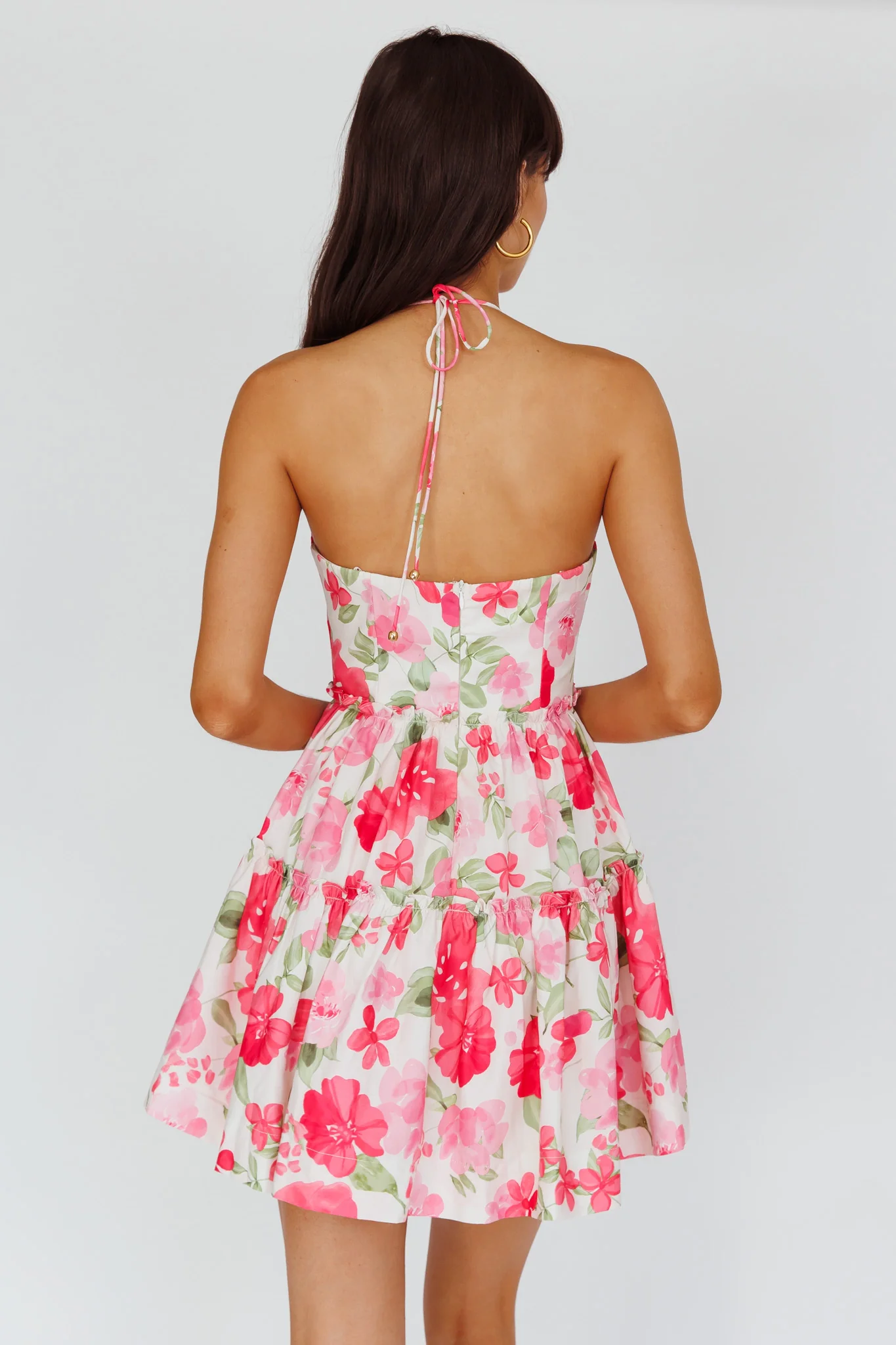 Horizons Frill Trim Mini Dress Floral Pink - Seraphlike
