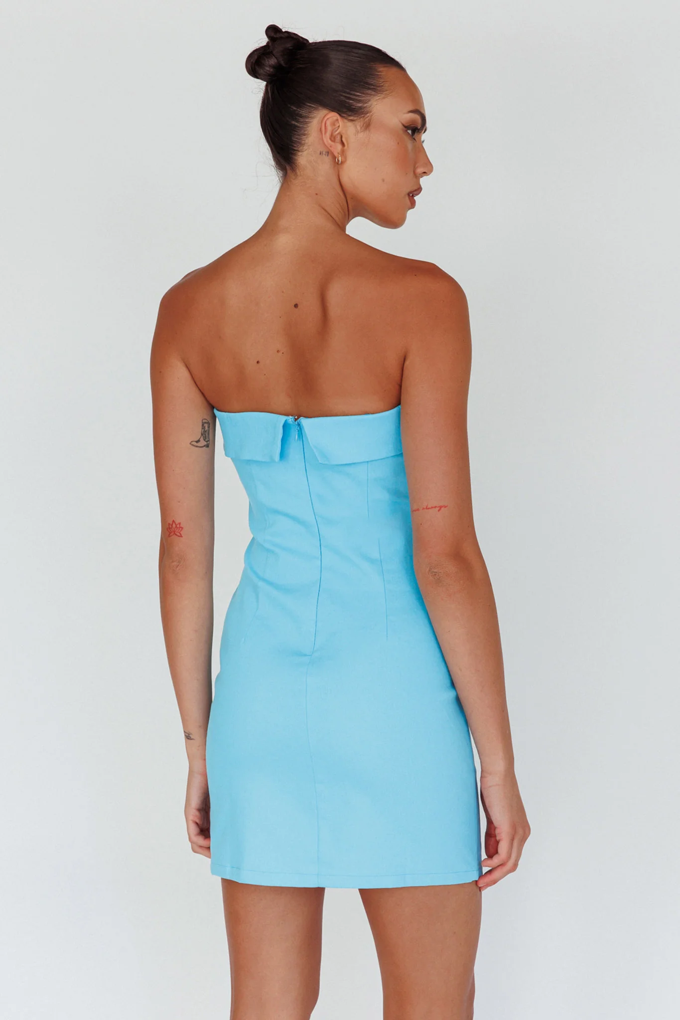 Jordi Foldover Neckline Mini Dress Aqua Blue - Seraphlike