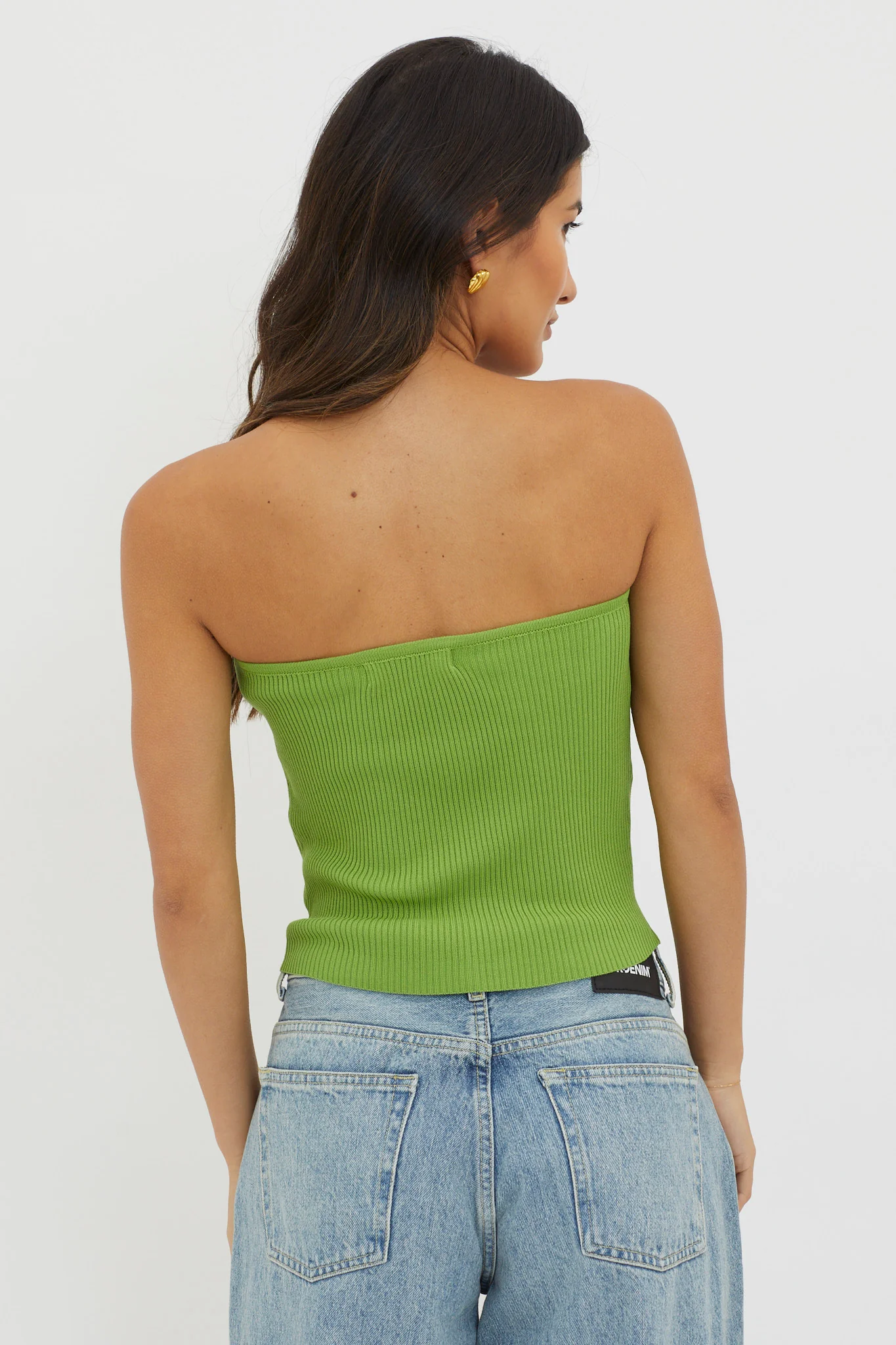 Flora Strapless Knit Top Green - Seraphlike