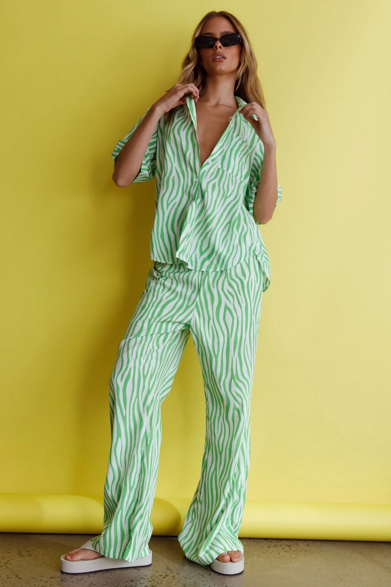 Just A Hunch Pants Zebra Green - Seraphlike