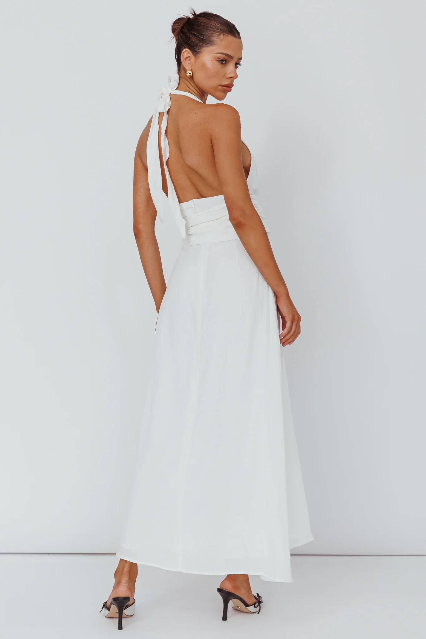 Spring Feels Halterneck Belt Maxi Dress White - Seraphlike