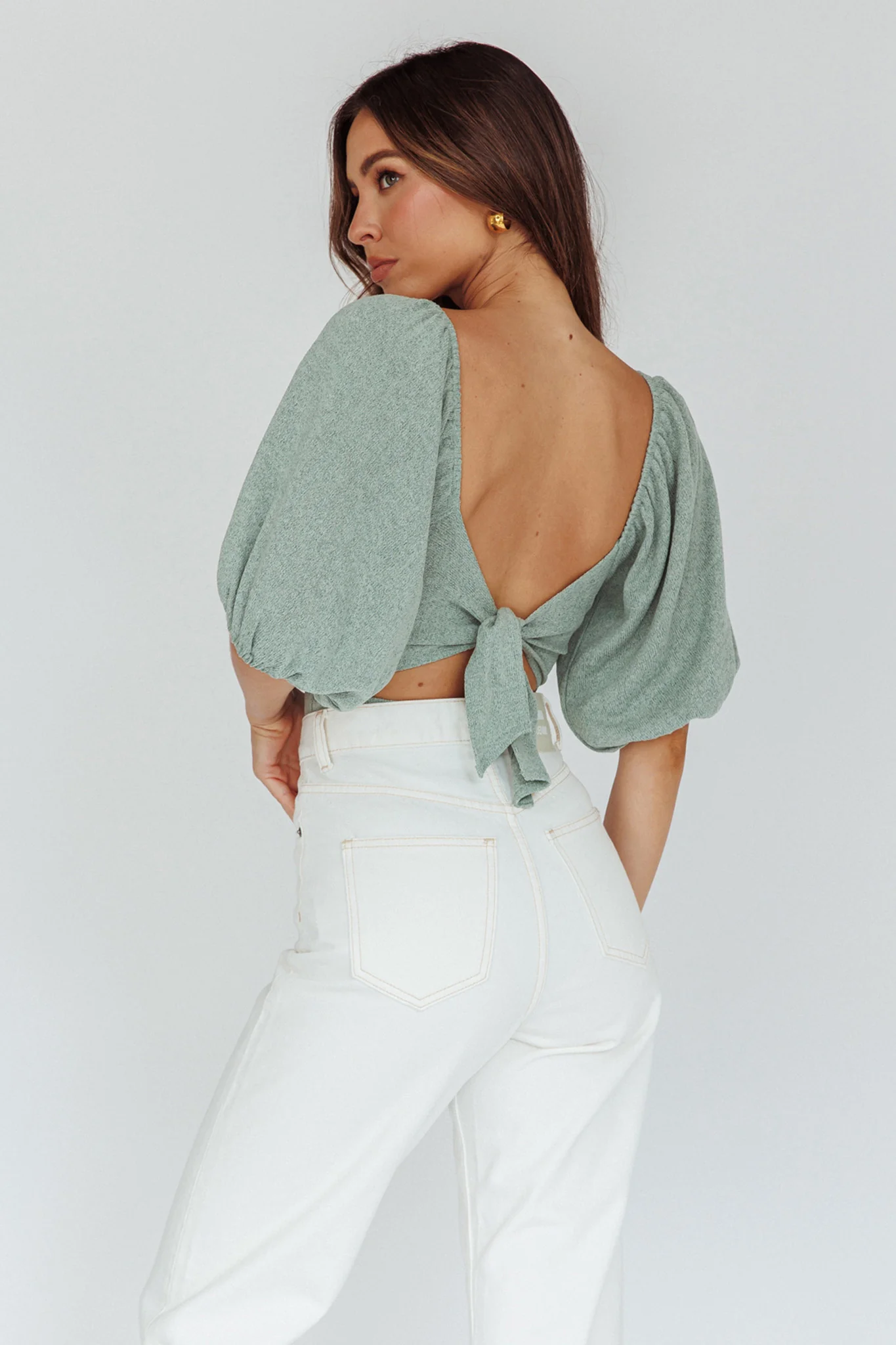 Maddi Tied Back Bodysuit Sage - Seraphlike