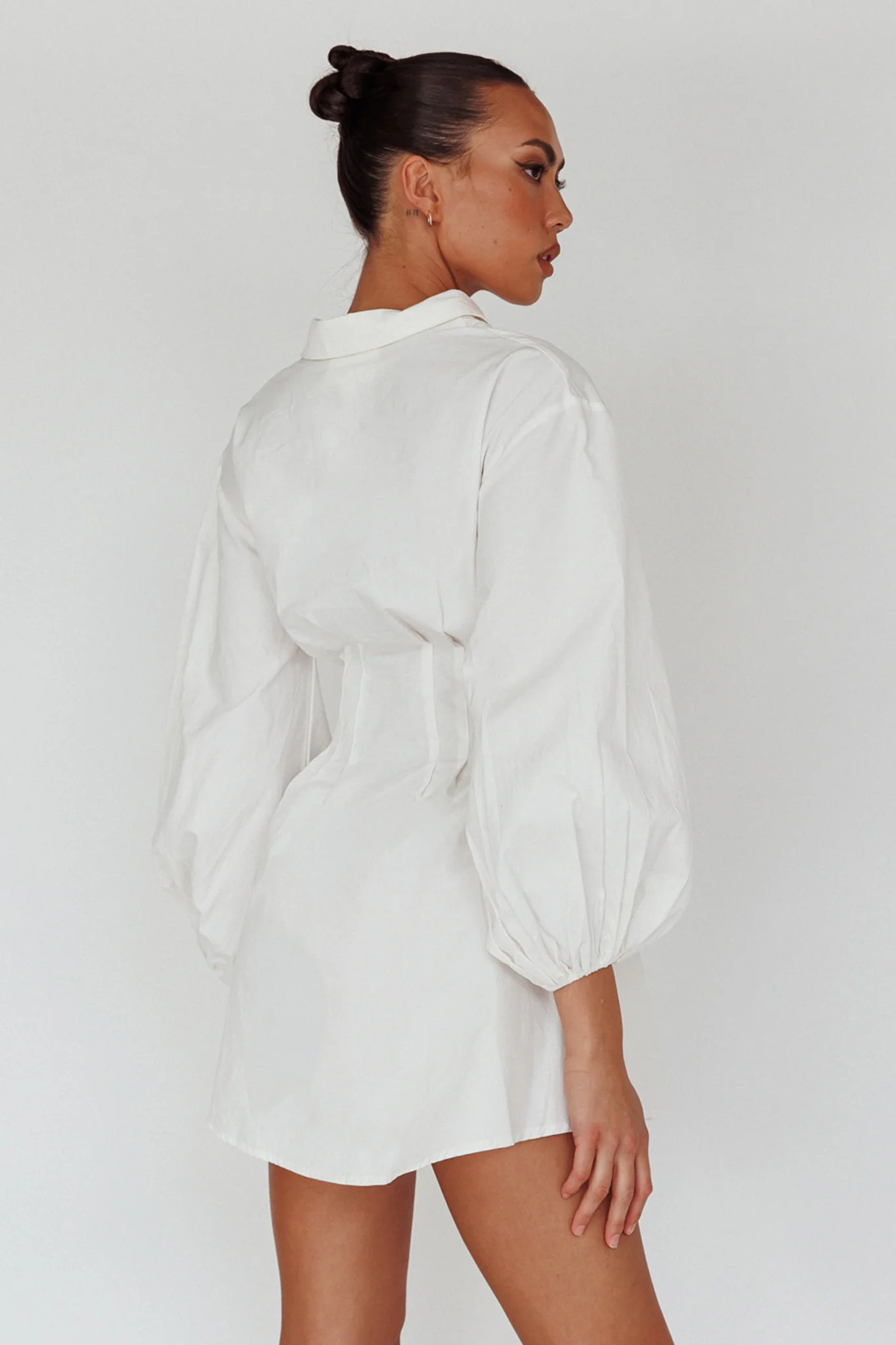 Zurich Long Sleeve Mini Dress White - Seraphlike