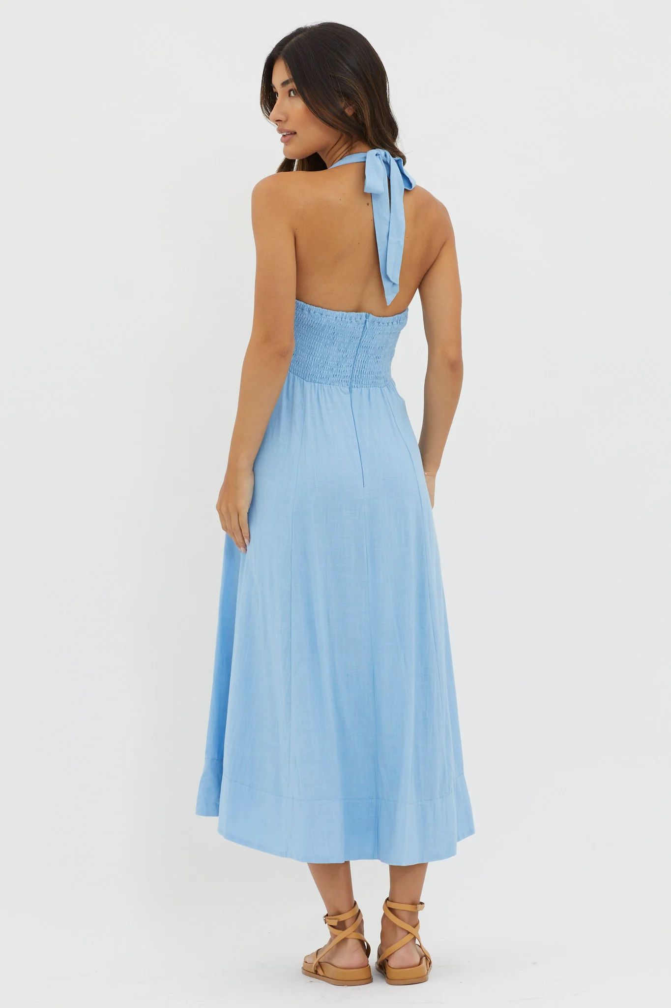 Marybeth Halterneck Midi Dress Blue - Seraphlike