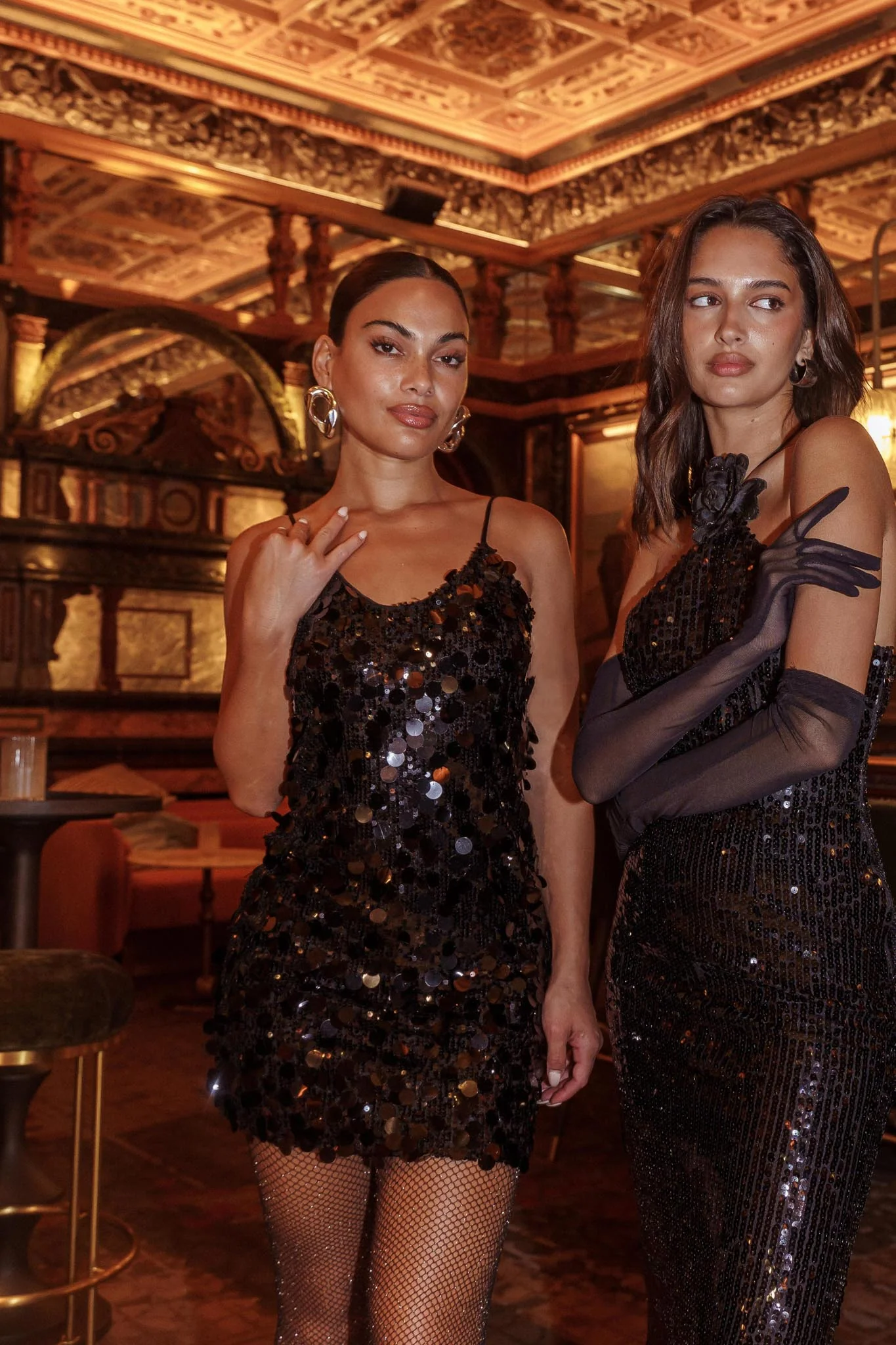 Moon Dust Sequin Mini Dress Black - Seraphlike