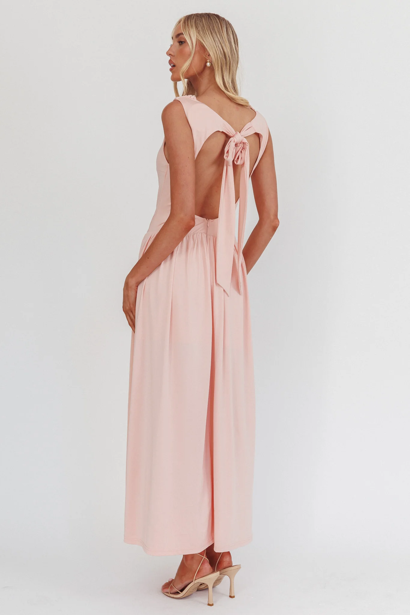Dorothea High Cowl Open Back Maxi Dress Dusty Pink - Seraphlike