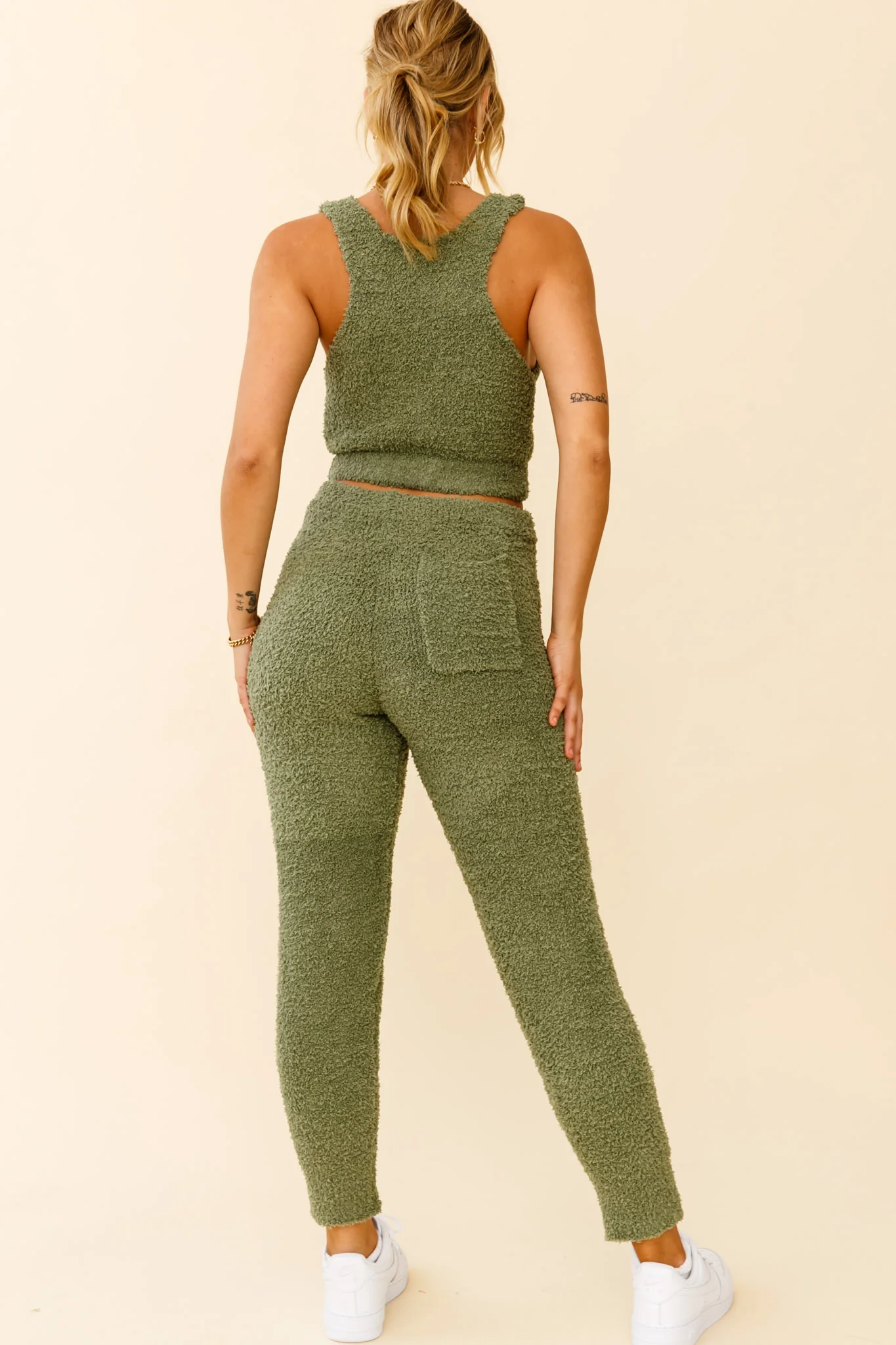 My Girl Fuzzy Knit Jogger Pants Sage - Seraphlike
