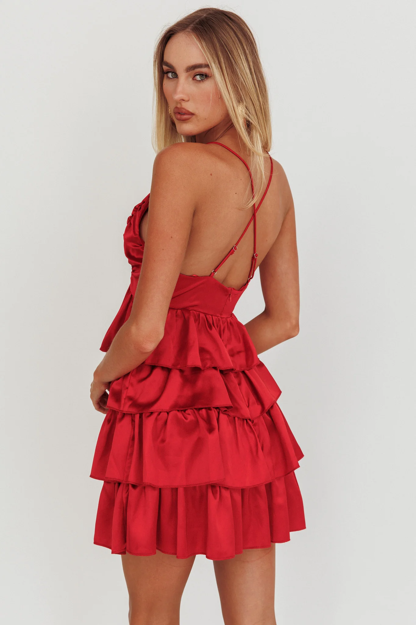 Heavenly Bliss Ruffle Mini Dress Red - Seraphlike