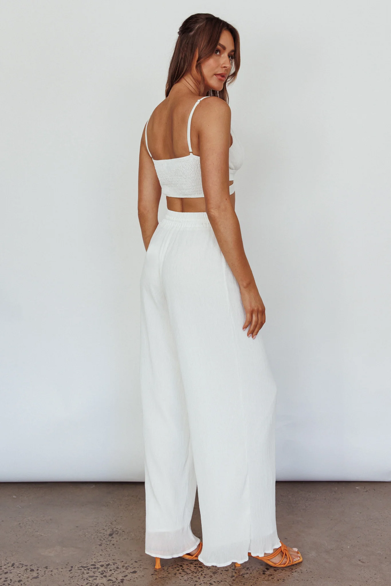 Cove Shirred Back Crop Top Ivory - Seraphlike