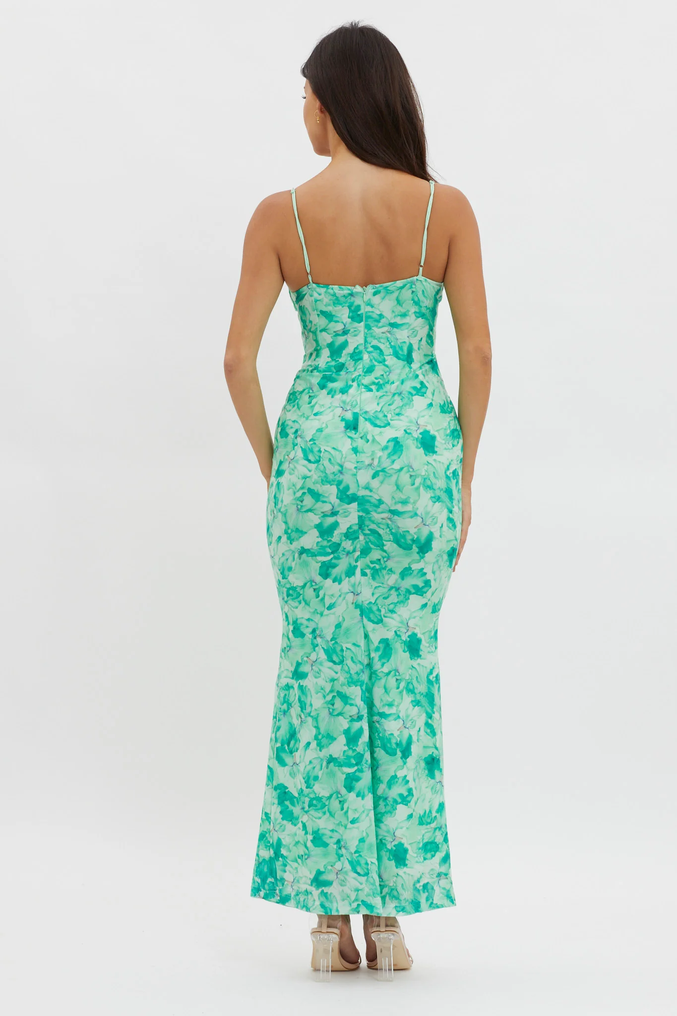 Teava Laced Waist Maxi Dress Orchid Green - Seraphlike