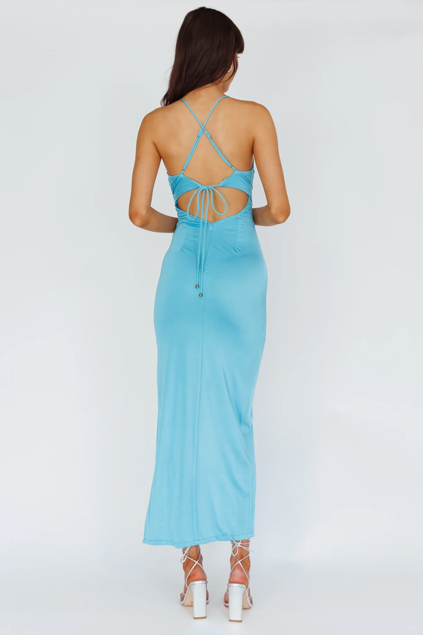 Summer Rose Front Split Midi Dress Teal - Seraphlike