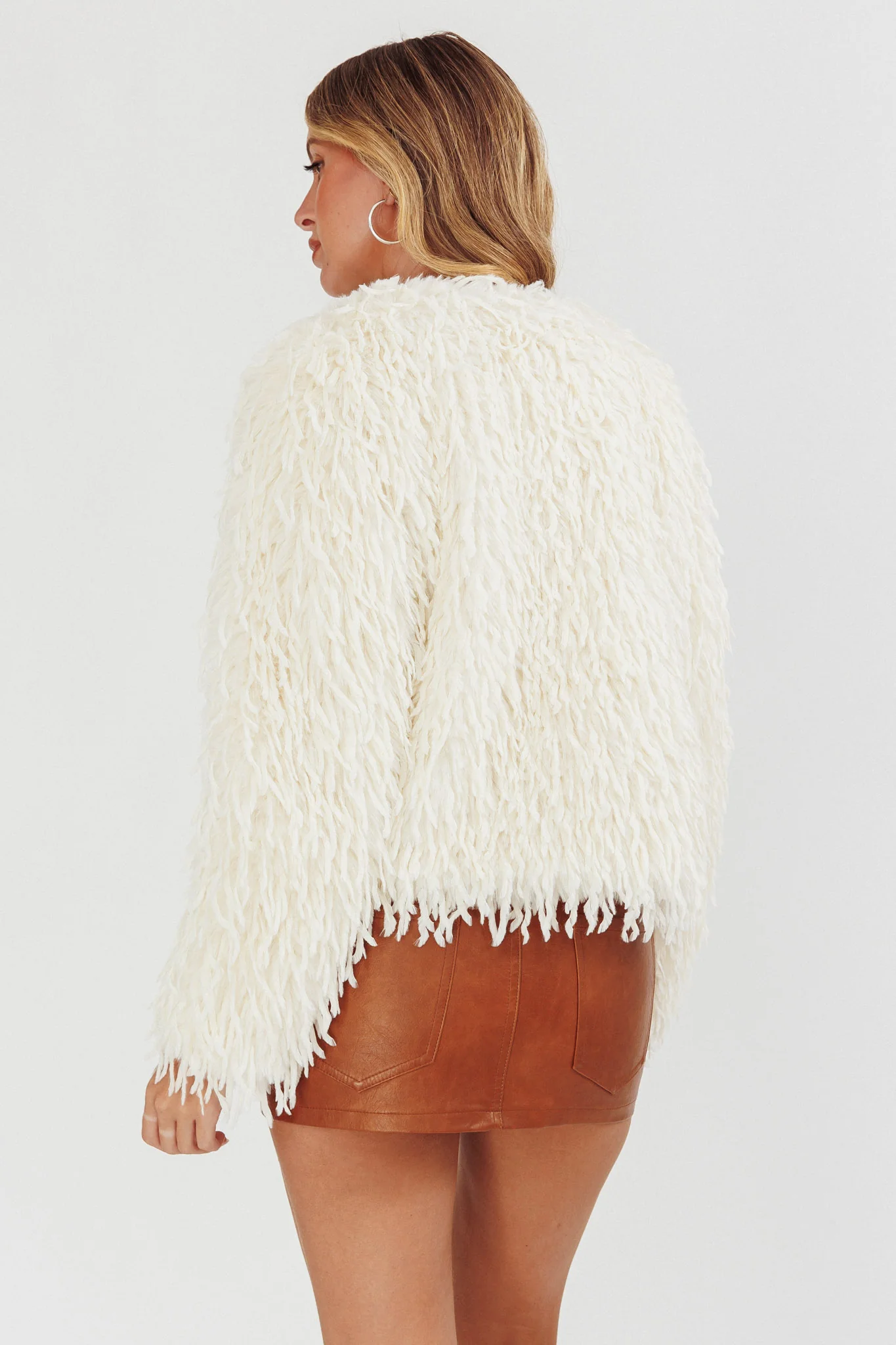 Montana Long Pile Faux Fur Jacket White - Seraphlike