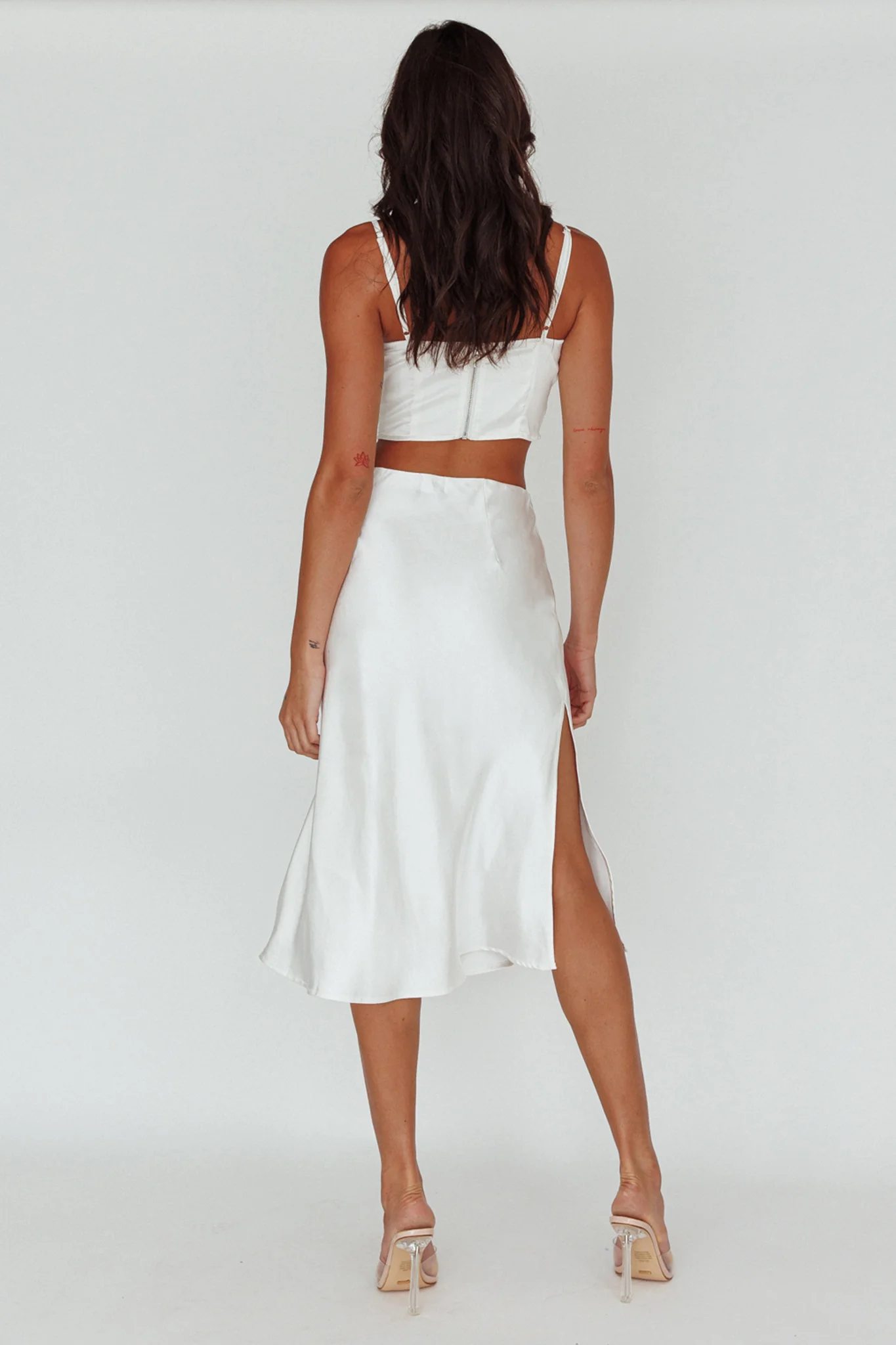 Daze Satin Midi Skirt Cream - Seraphlike