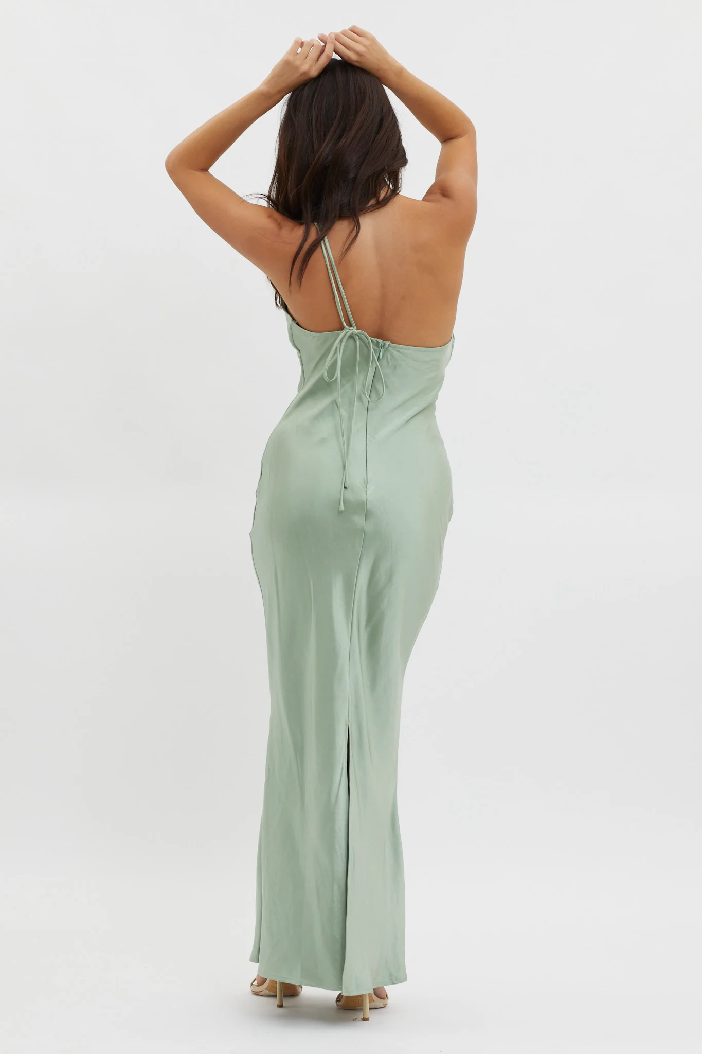 Think Of Me One-Shoulder Satin Dress Mint - Seraphlike