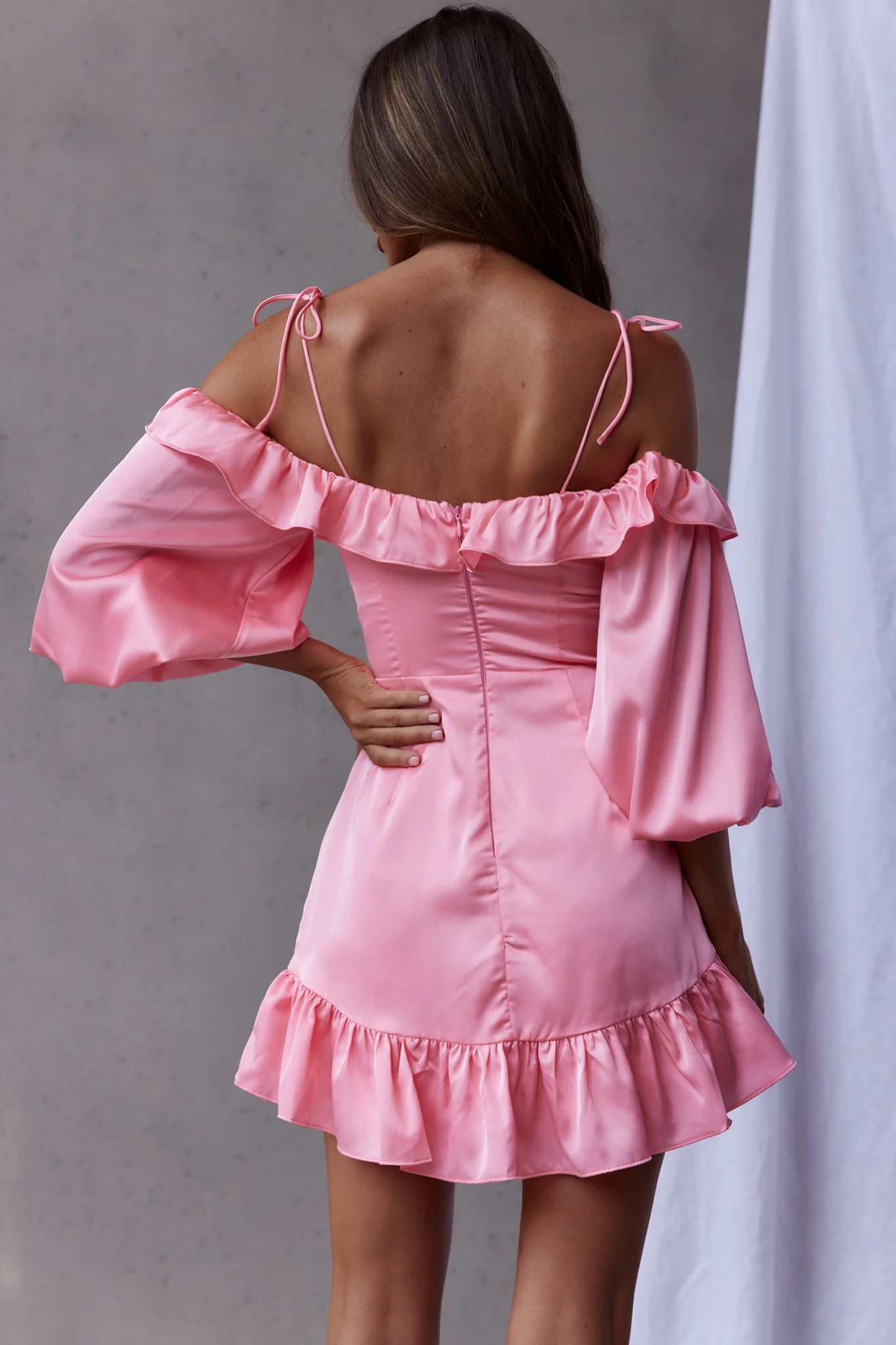 Ode To Love Sweetheart Neckline Balloon Sleeve Dress Pink - Seraphlike