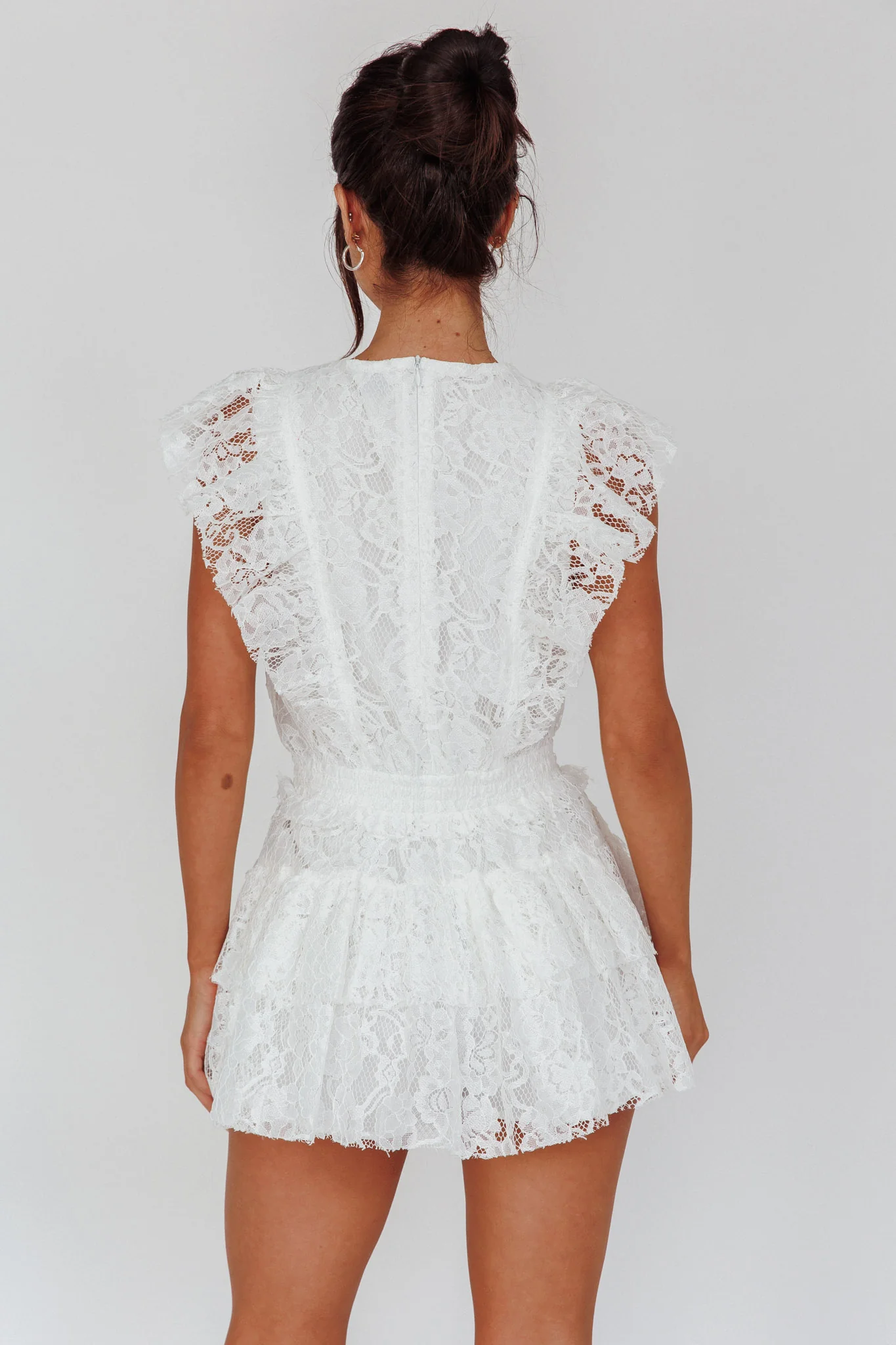 Sevila Sleeveless Lace Romper White - Seraphlike