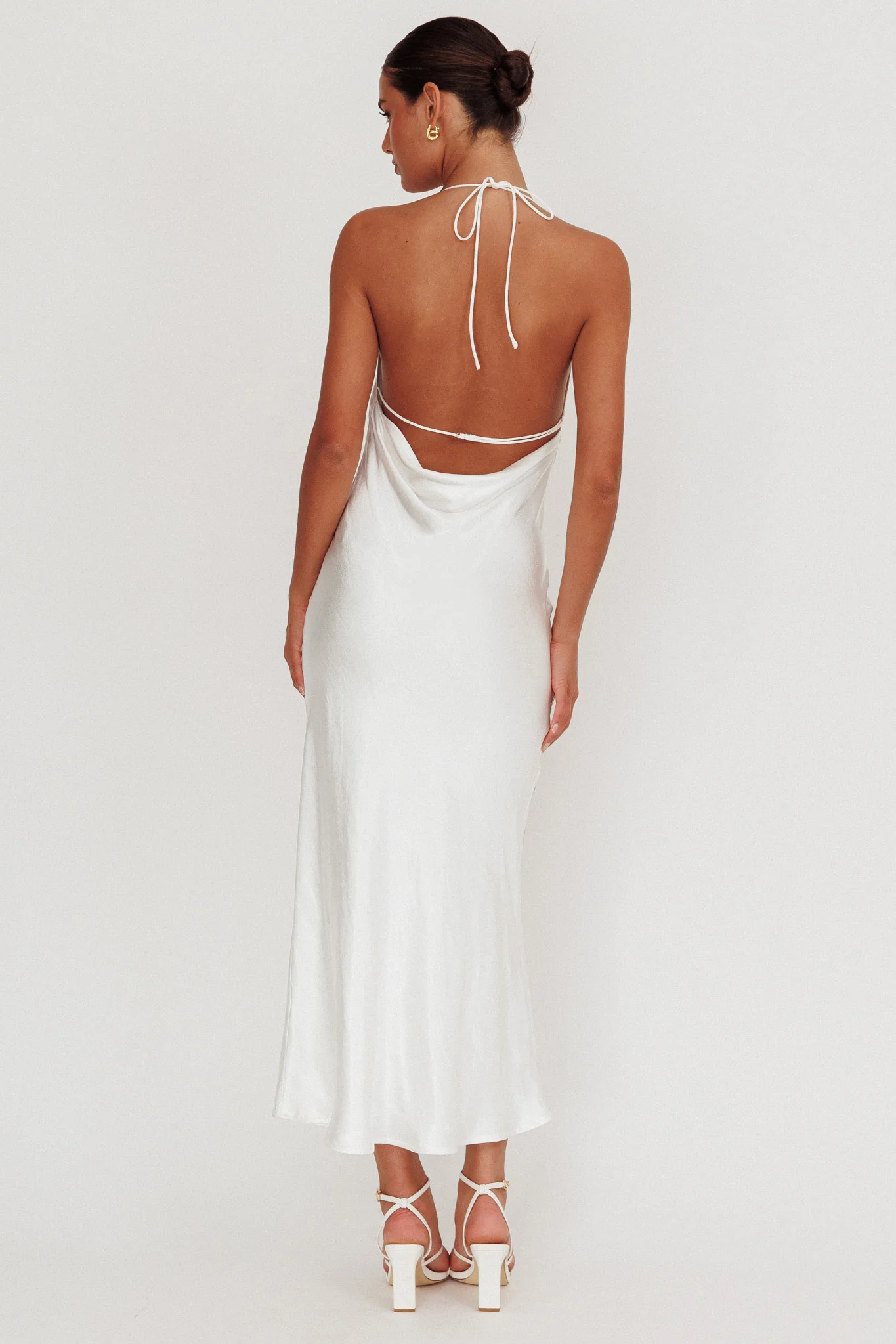 Seren Backless Cowl Neck Maxi Dress White - Seraphlike