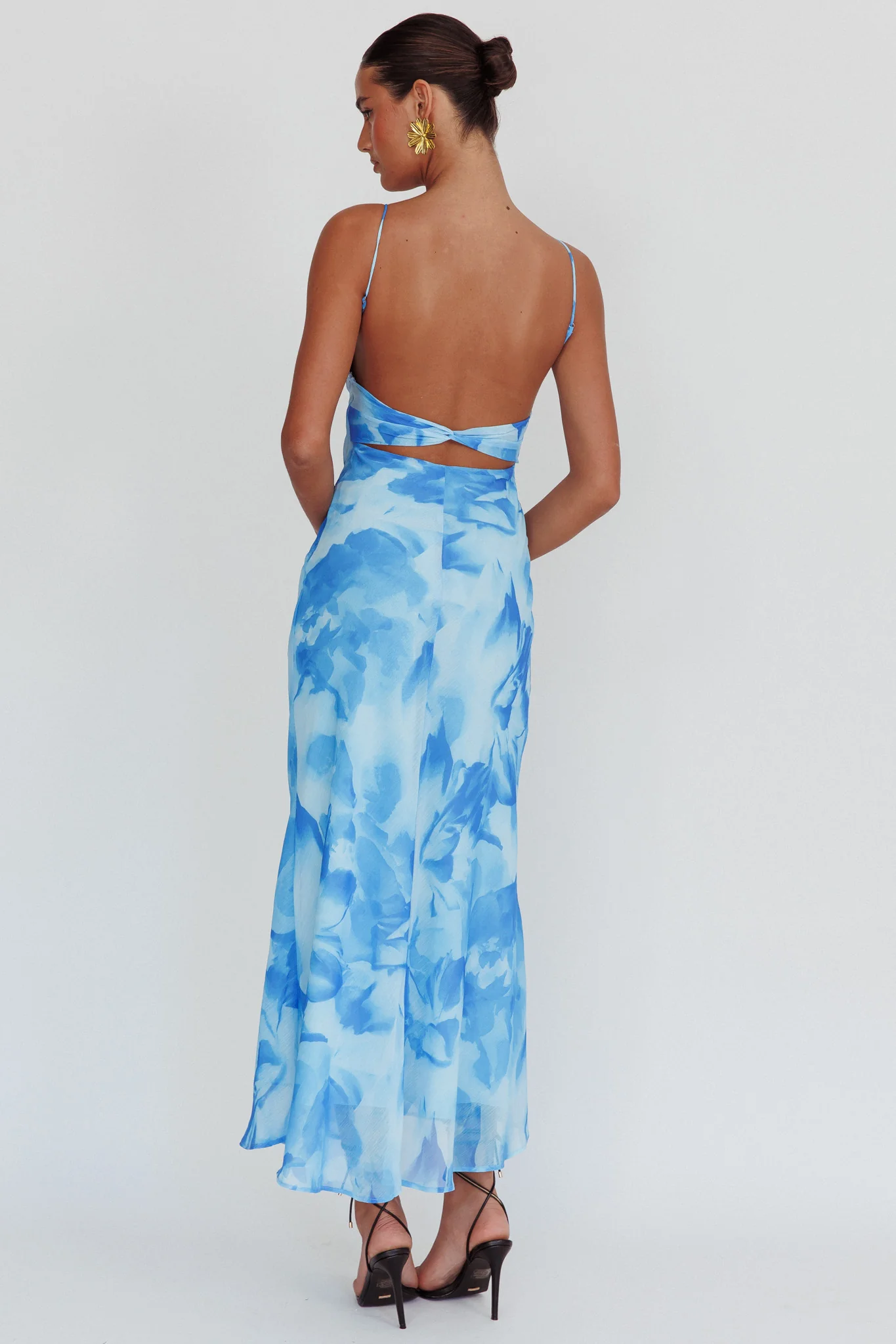 Nerida Low Back Twist Maxi Dress Blue - Seraphlike