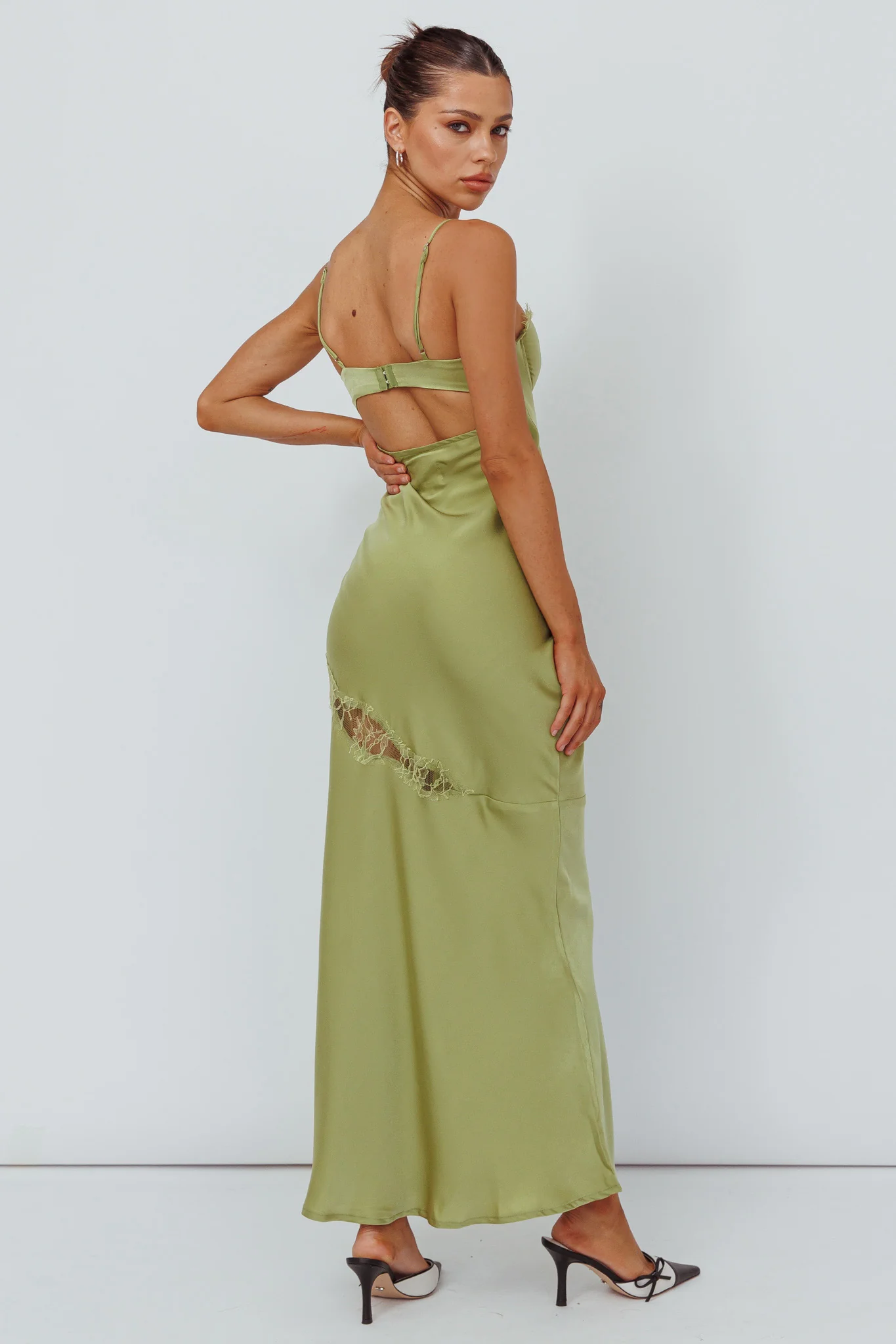 Sweet Talker Lace Trim Midi Dress Lime - Seraphlike