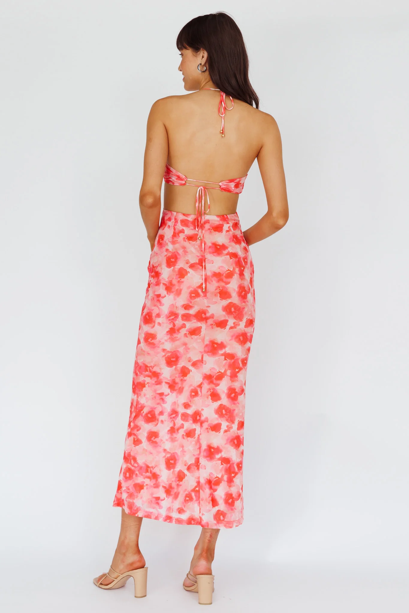 Alivia Tied Back Maxi Dress Floral Red - Seraphlike