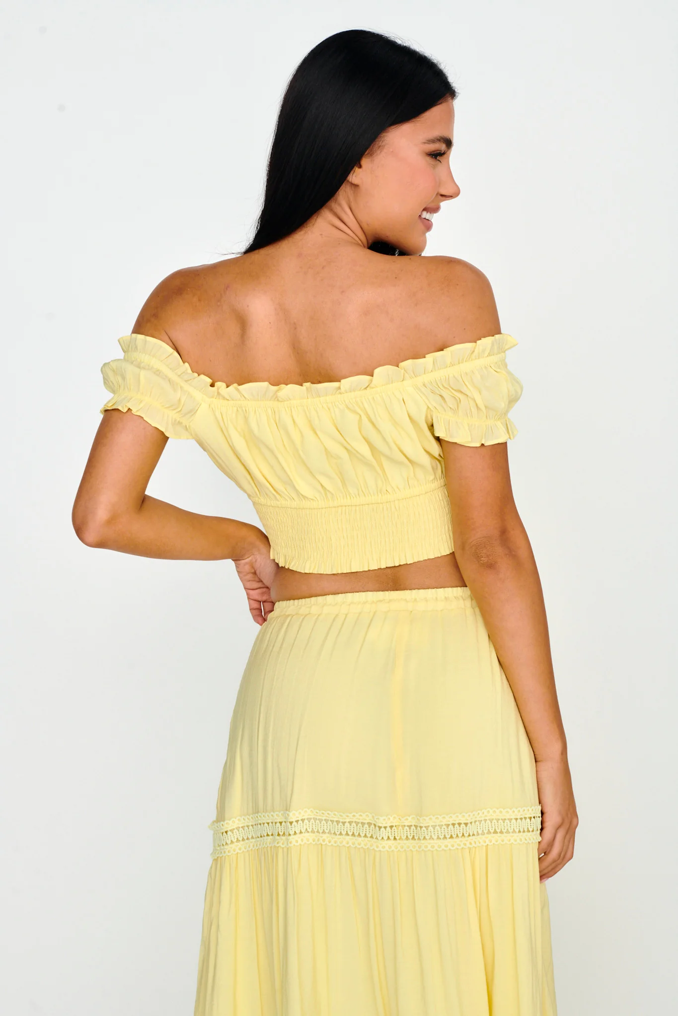 Canyon Cove Puff Sleeve Crop Top Yellow - Seraphlike
