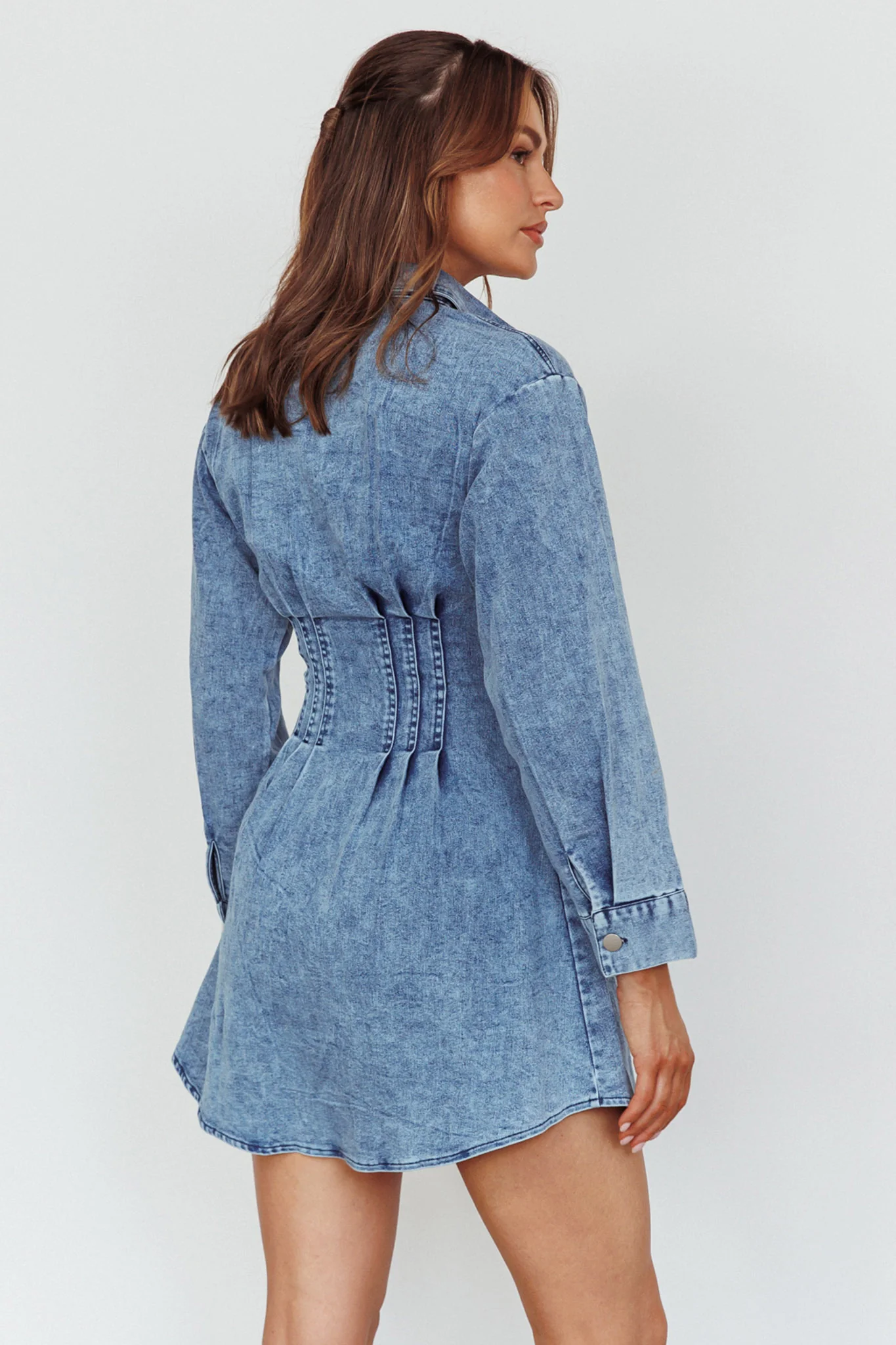 Zurich Long Sleeve Mini Dress Blue - Seraphlike