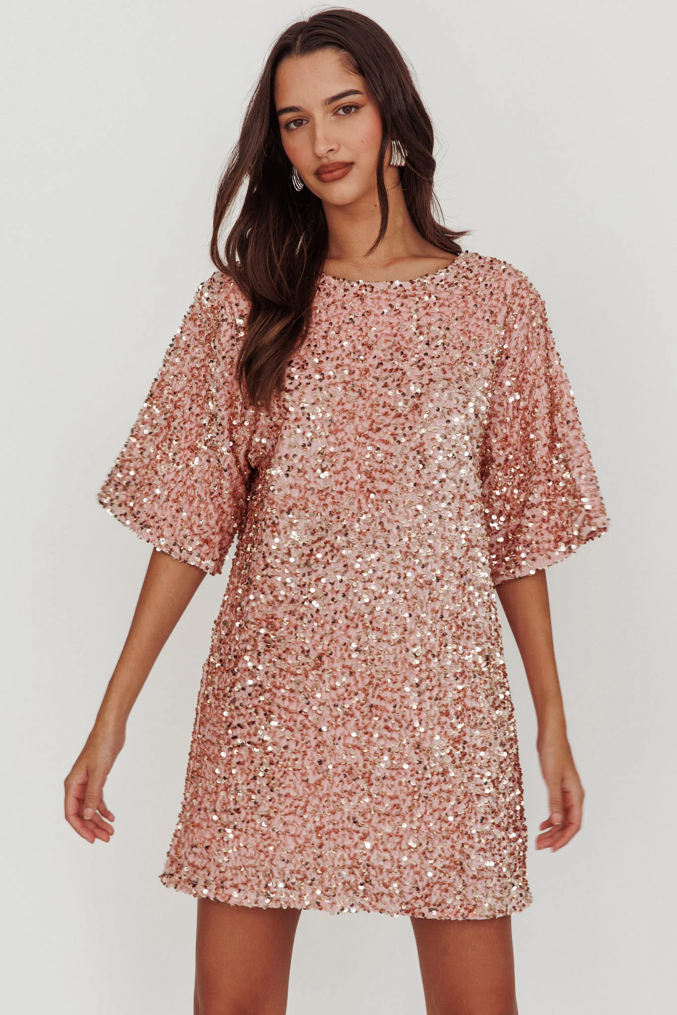 Miramar Backless Sequin Dress Baby Pink - Seraphlike