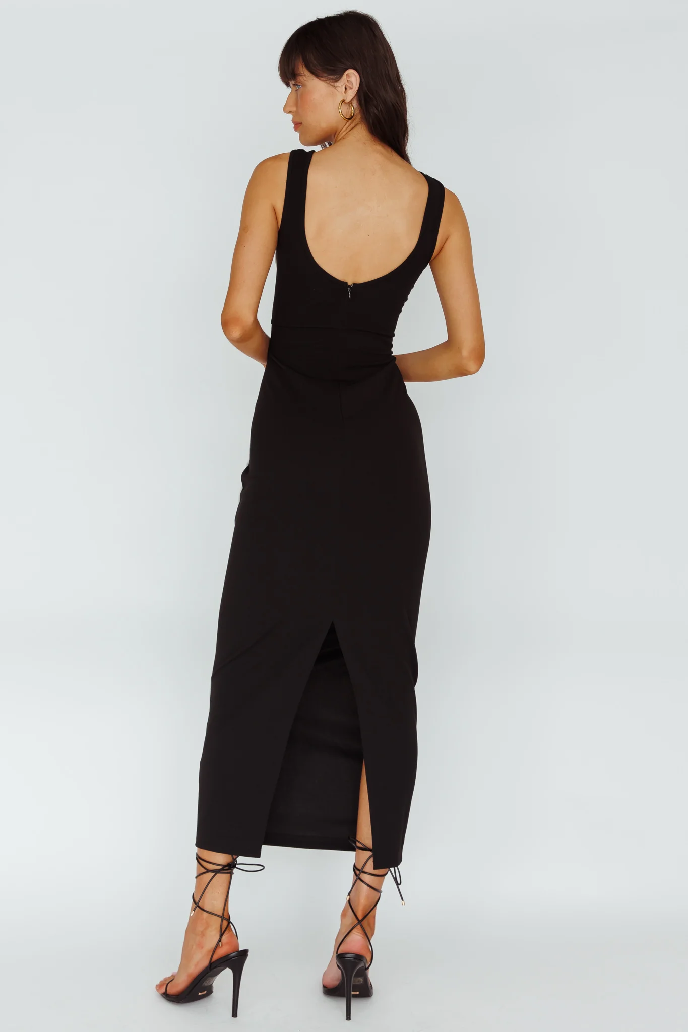 Shenae Piping Trim Maxi Dress Black - Seraphlike
