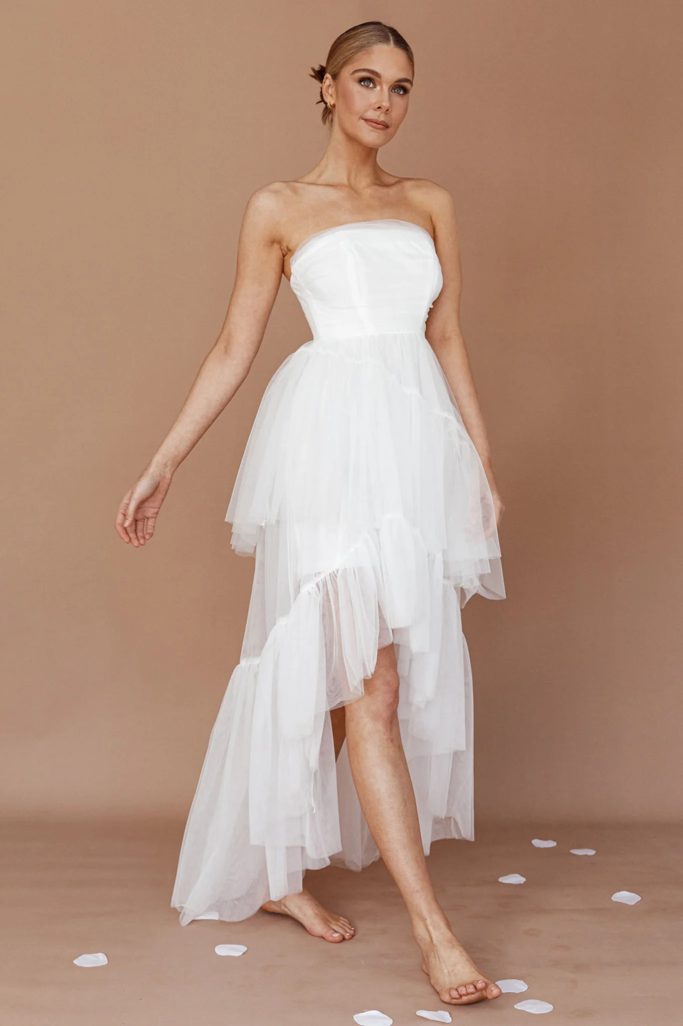 Always & Forever High-Low Midi Dress White - Seraphlike