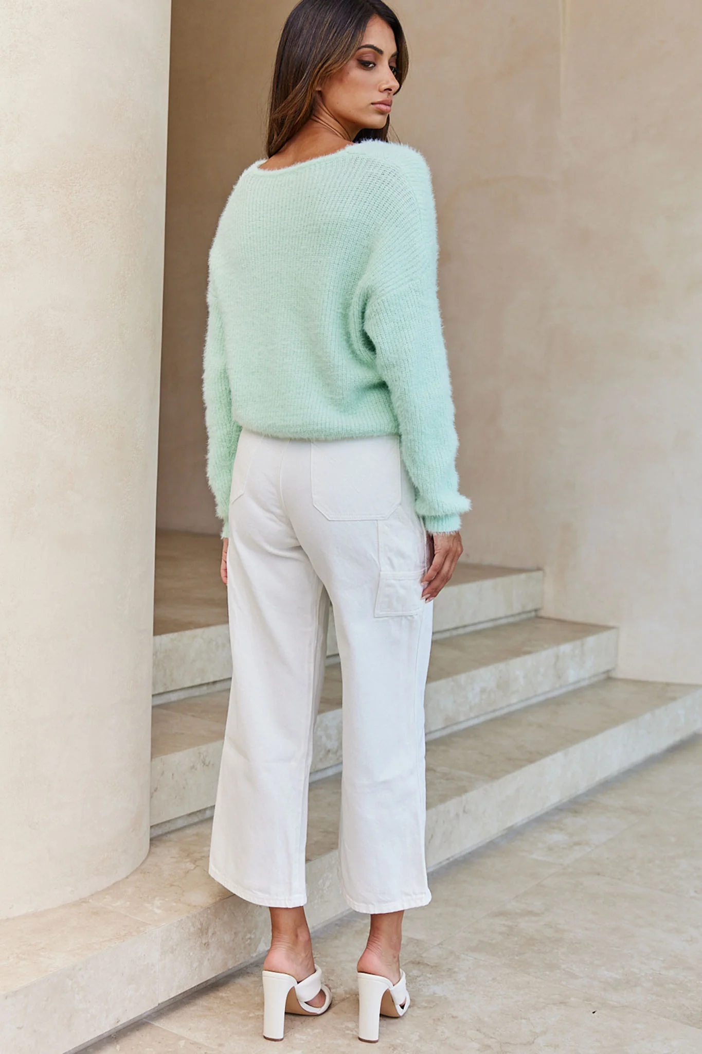 All My Love Long Sleeve Crossover Knit Sweater Soft Lime - Seraphlike