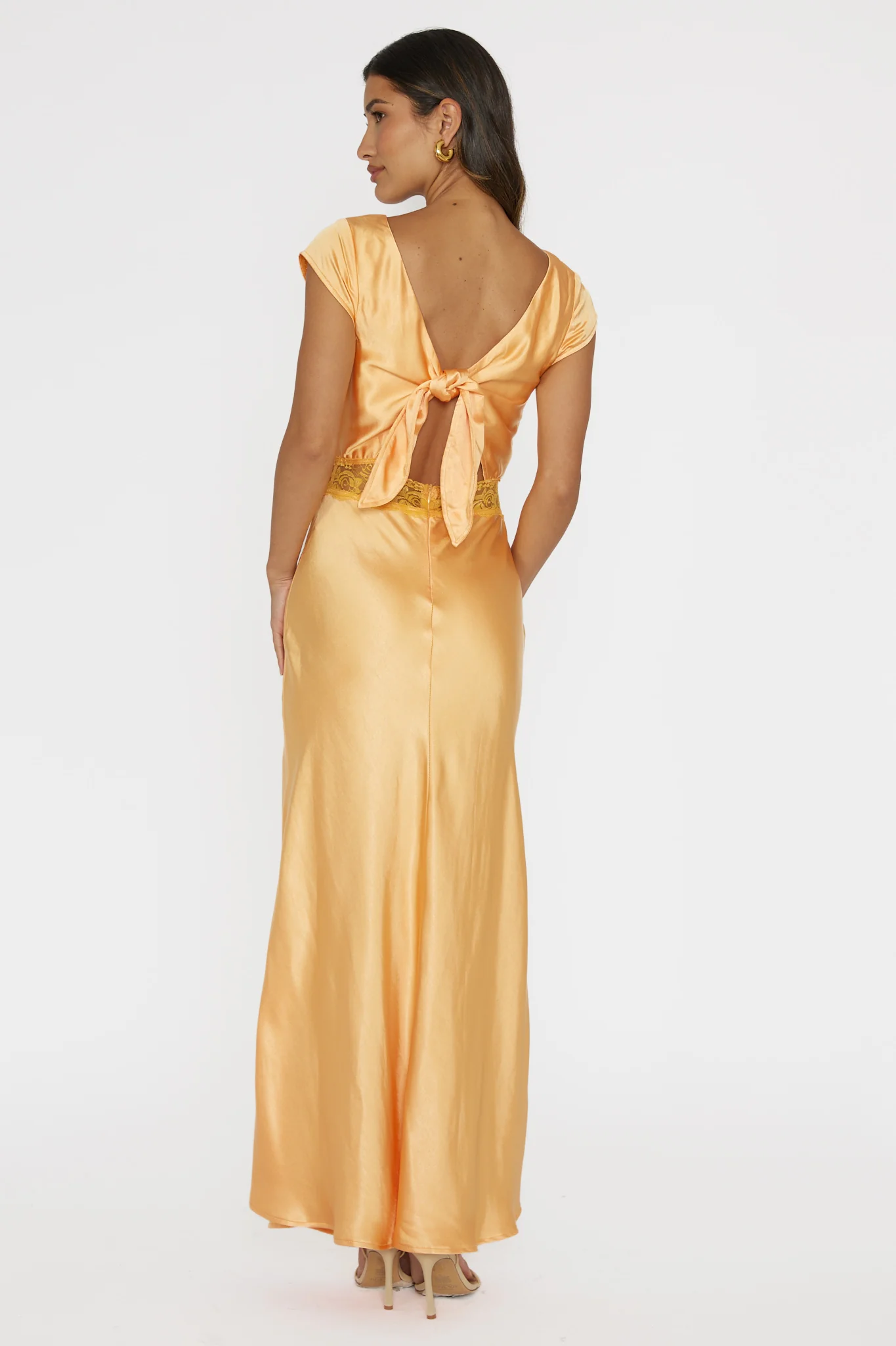 Taken Heart Lace Trim Tied Back Dress Mango - Seraphlike