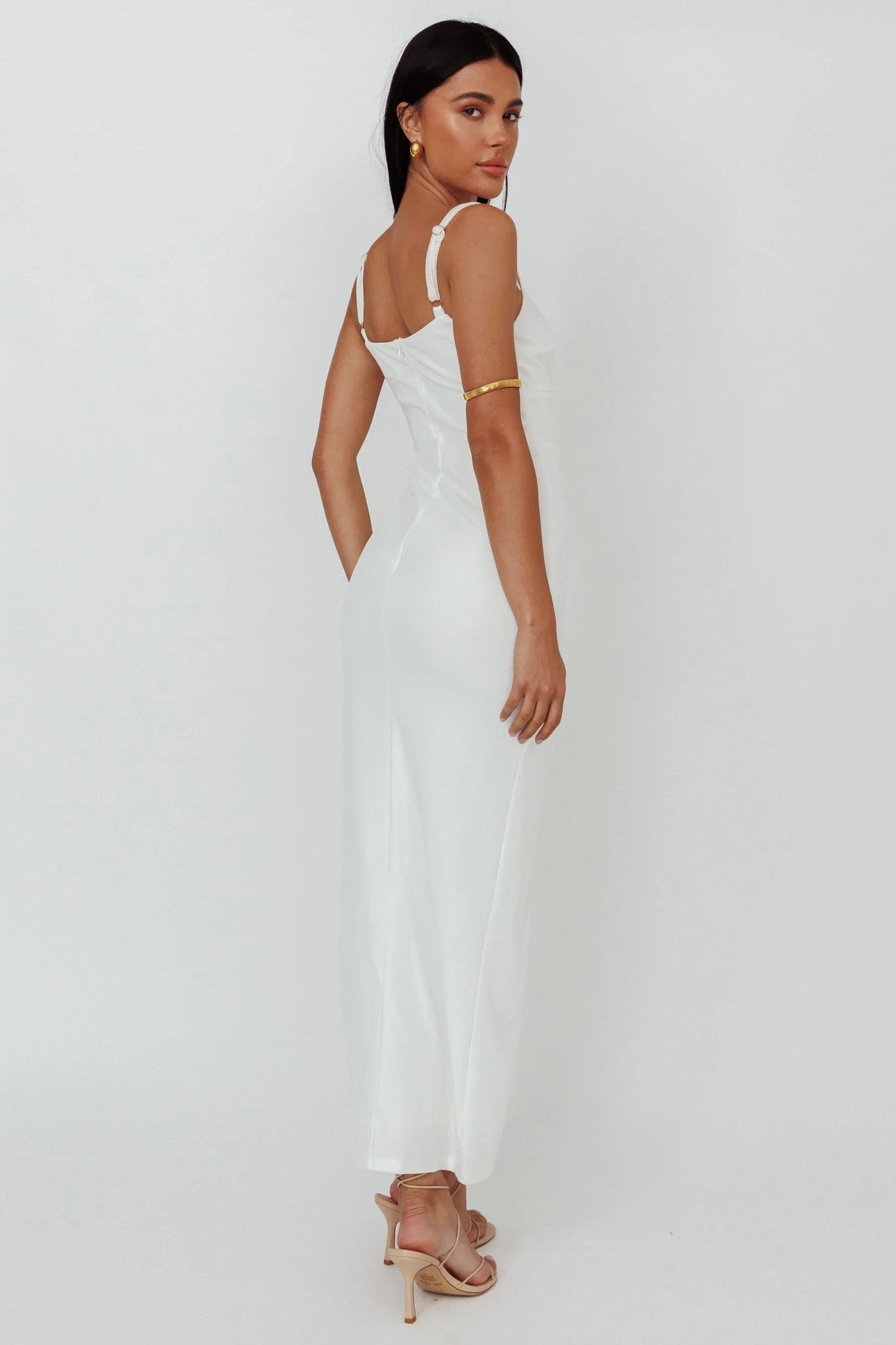 Love To Love Front Split Maxi Dress White - Seraphlike