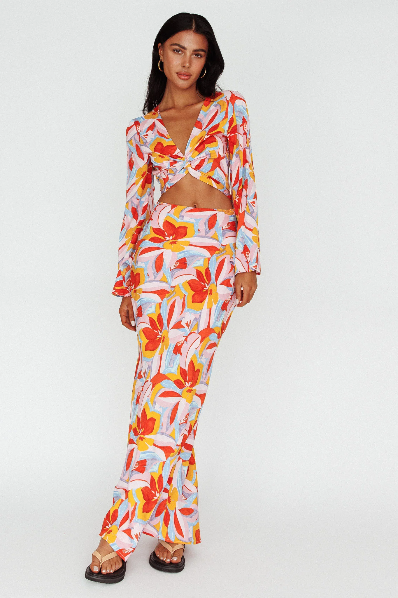 Avalo Mermaid Maxi Skirt Floral Pink - Seraphlike