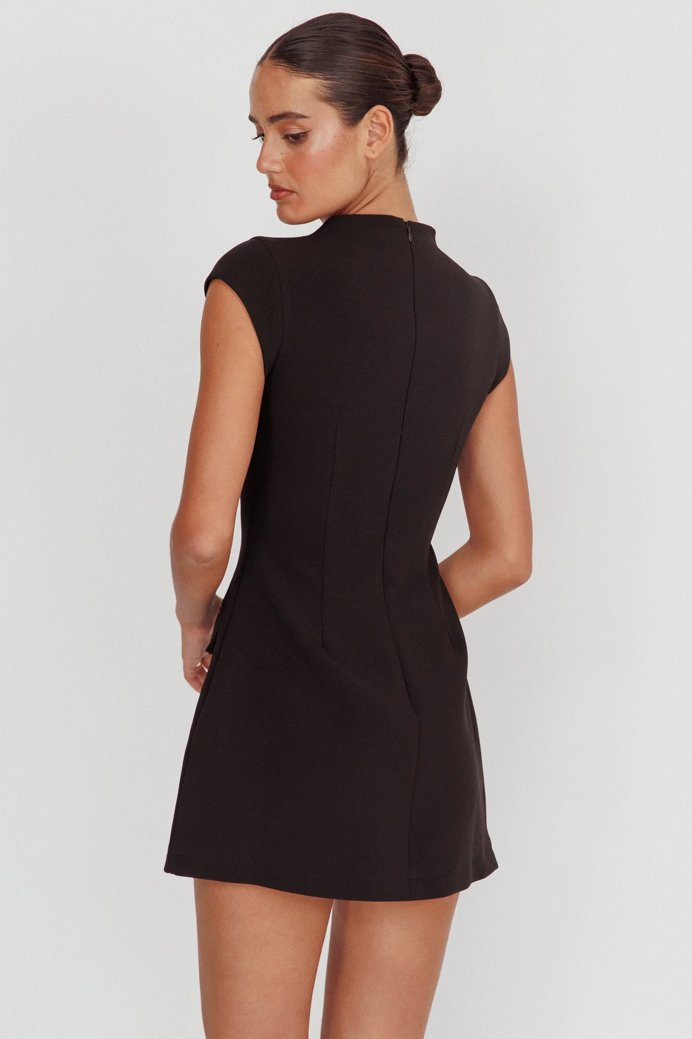 Aristos Cap Sleeve Mini Dress Black - Seraphlike