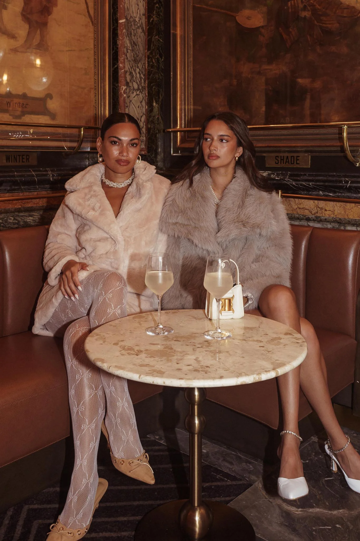 Perceptions Longline Faux Fur Coat Beige - Seraphlike