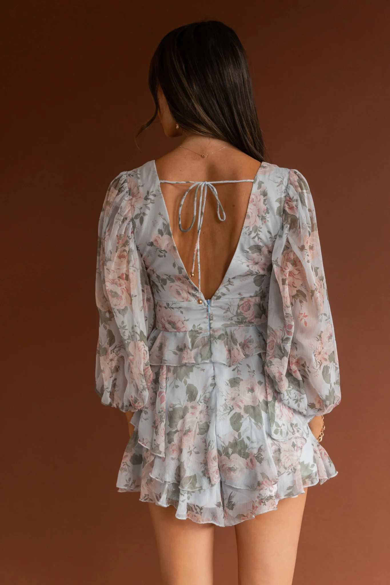 La Nena Frill Trim Flounce Romper Floral Green - Seraphlike