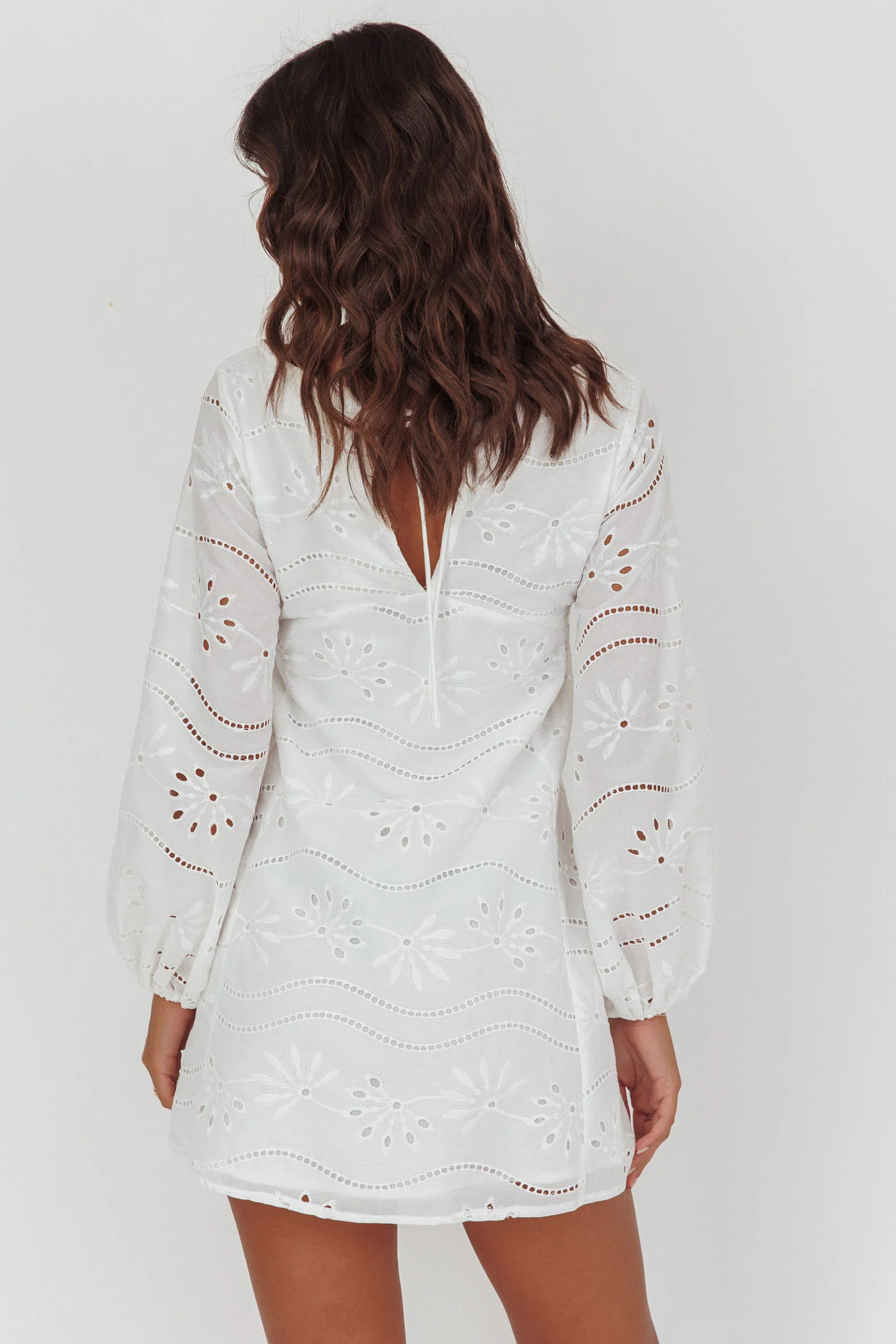 Long Weekend Eyelet Mini Dress White - Seraphlike