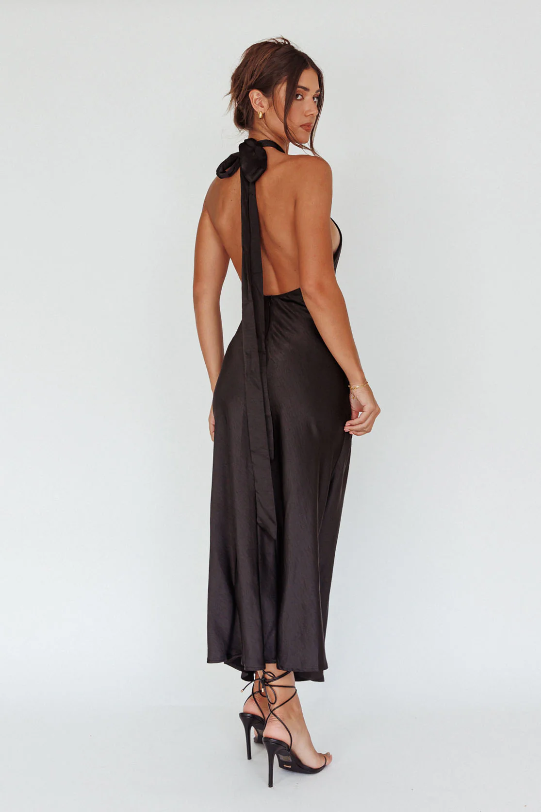 Te Amo Halterneck Open Back Midi Dress Black - Seraphlike