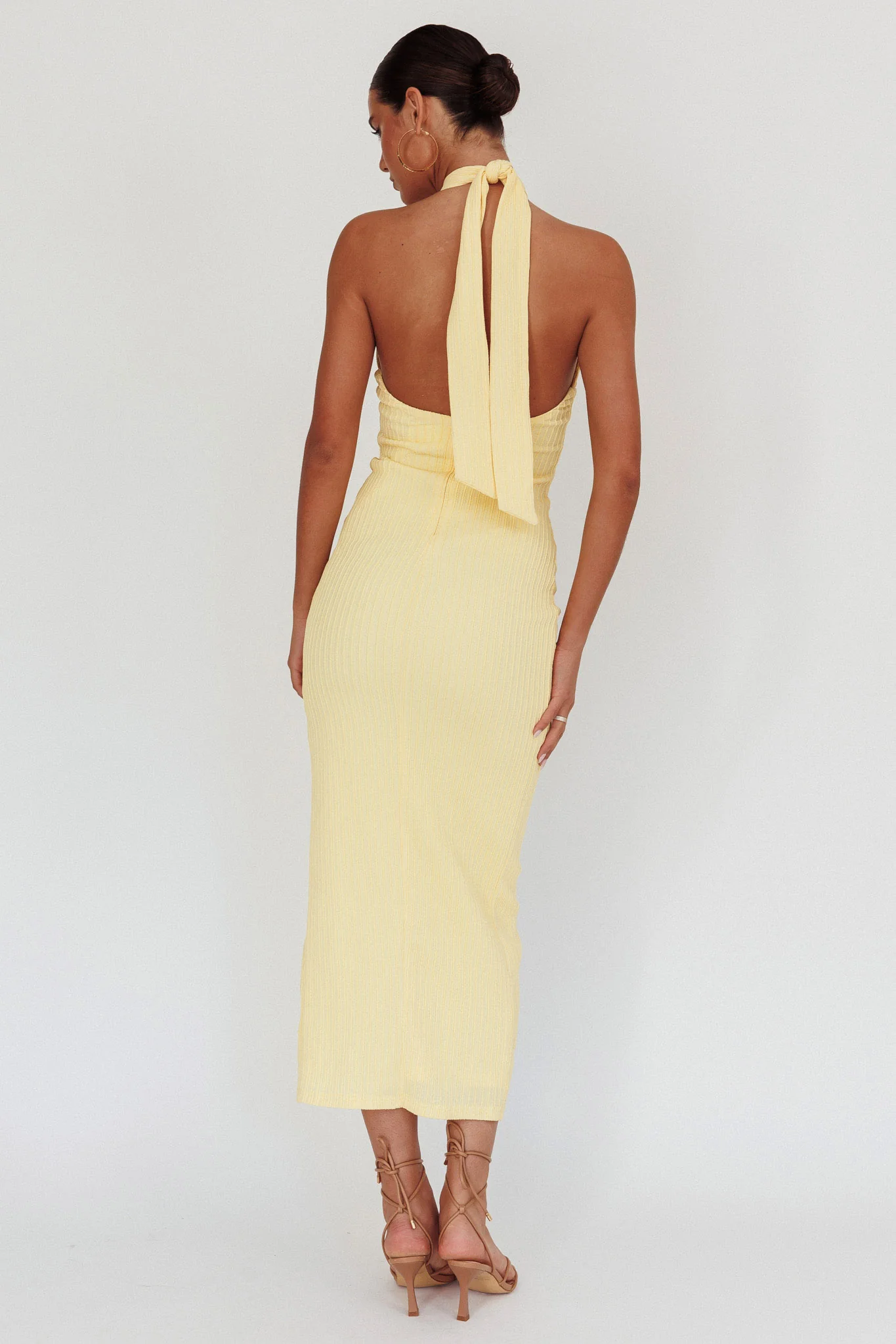 Oracle Halterneck Midi Dress Lemon - Seraphlike