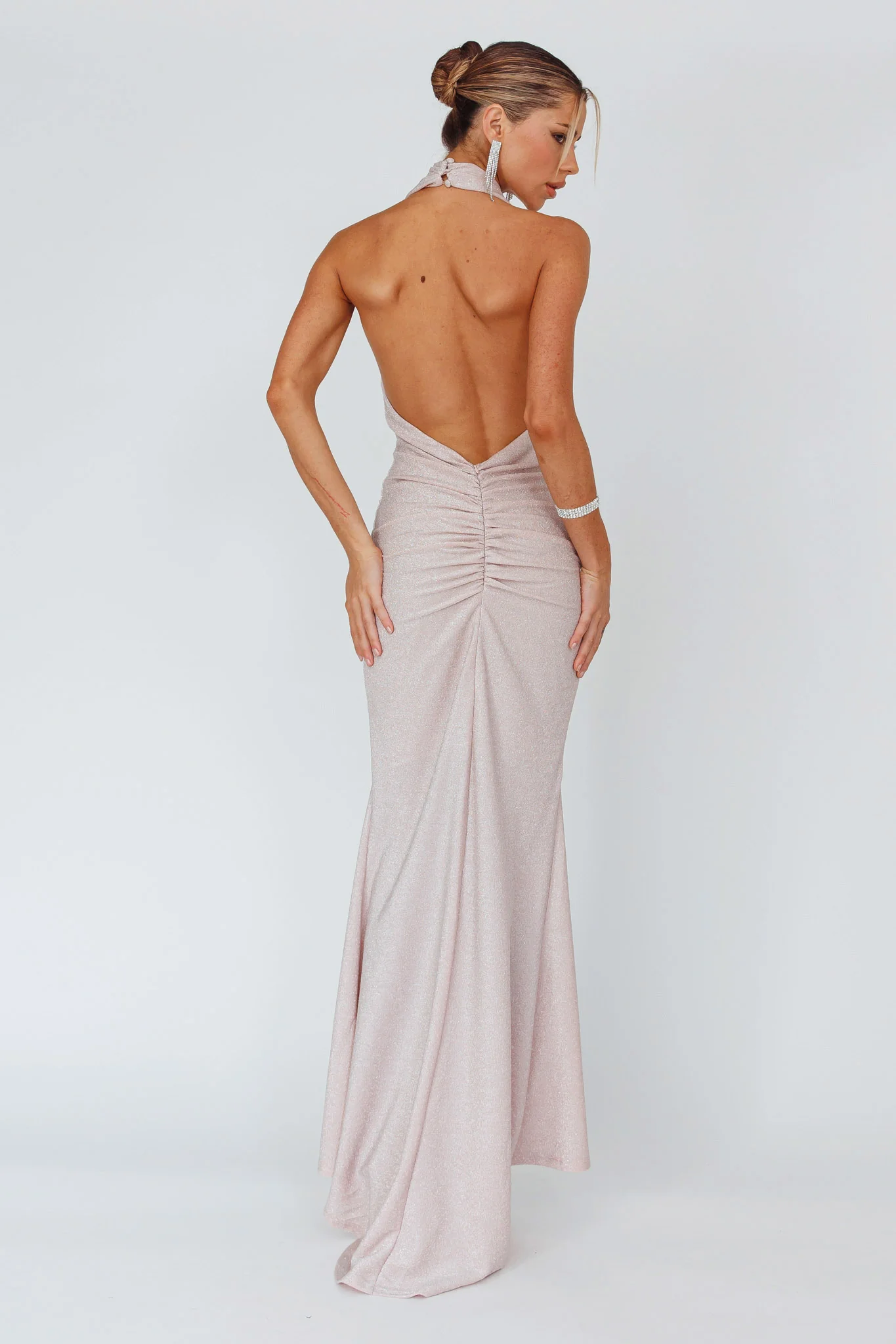 Soleil Moon Halterneck Maxi Dress Sparkle Blush - Seraphlike