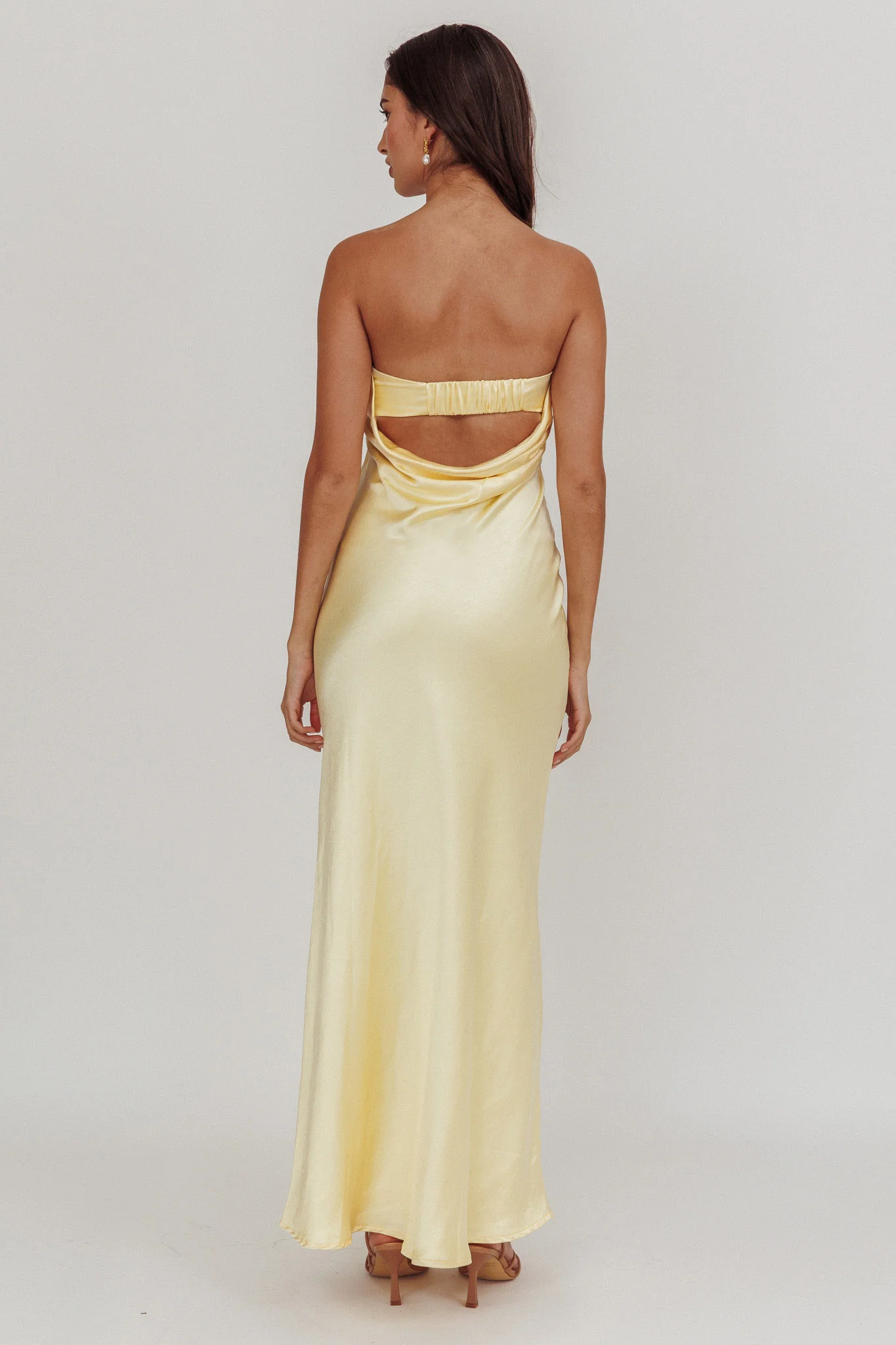 Kona Strapless Open Back Maxi Dress Butter - Seraphlike
