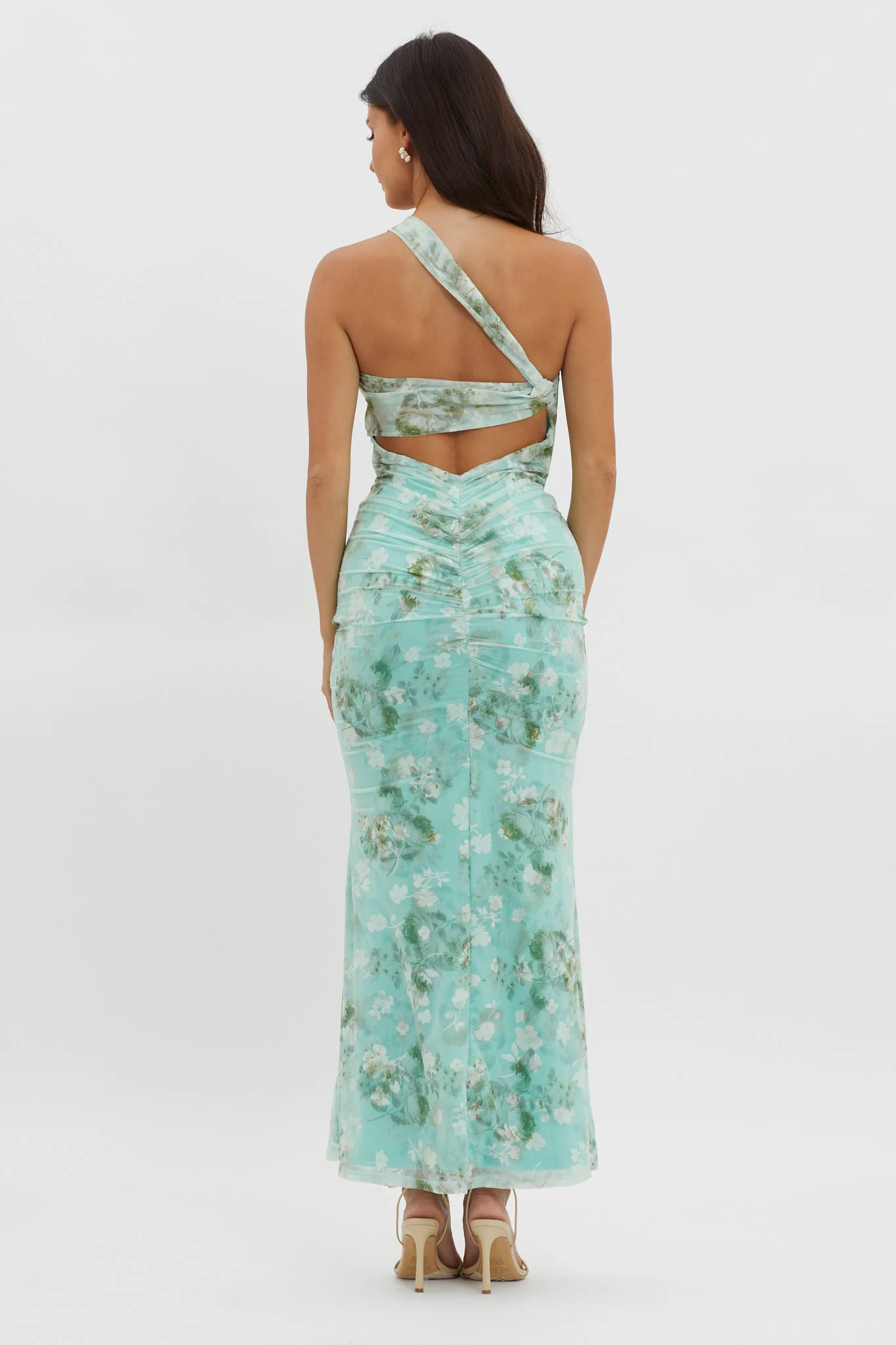 Tatum One-Shoulder Mesh Maxi Dress Sage - Seraphlike