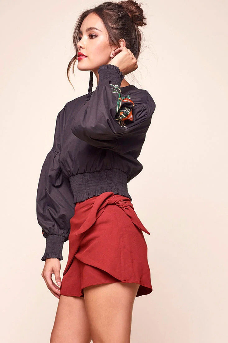 Simone Dressy Wrap Shorts Burnt Orange - Seraphlike