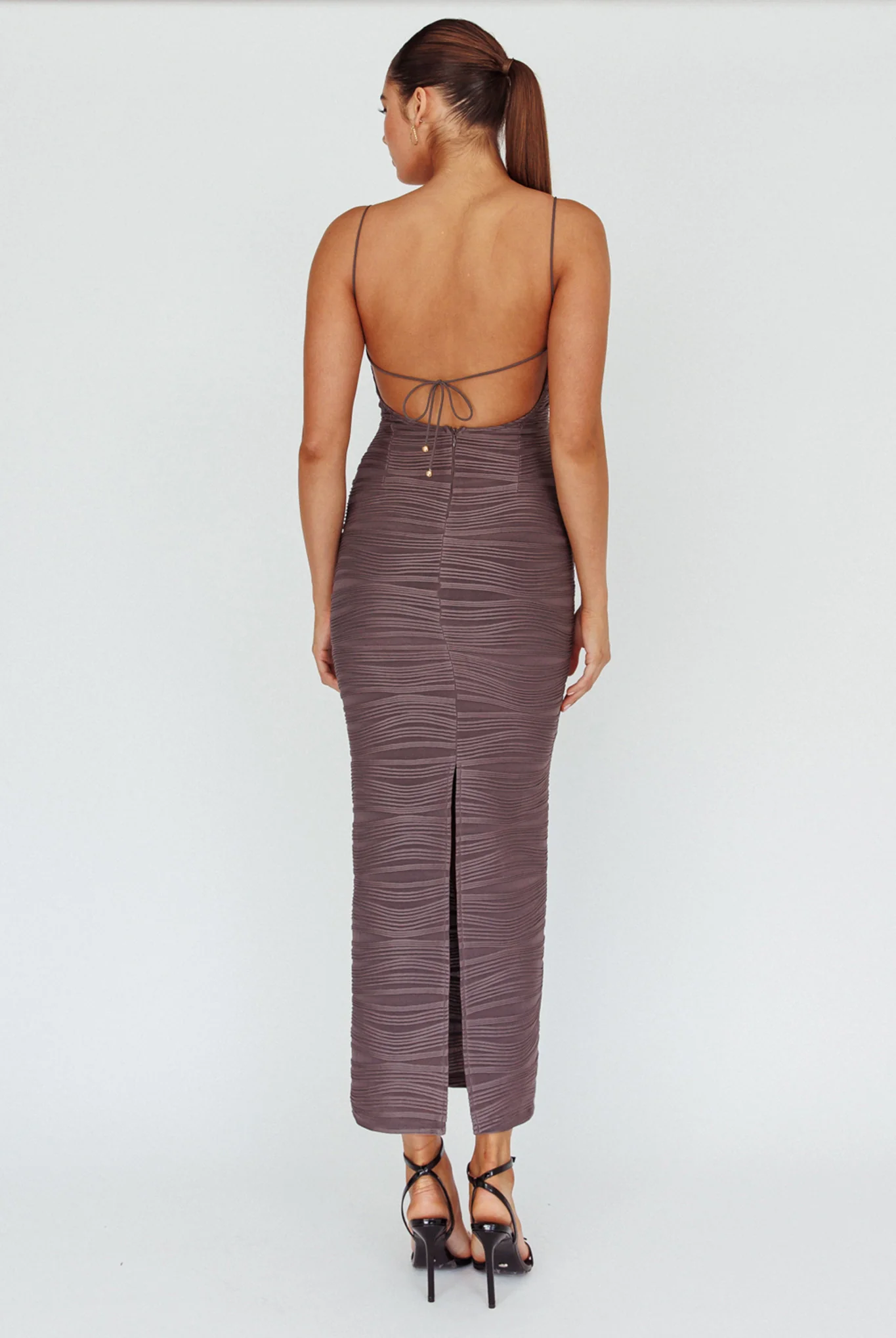 Orion Keyhole Bodice Midi Dress Grey - Seraphlike